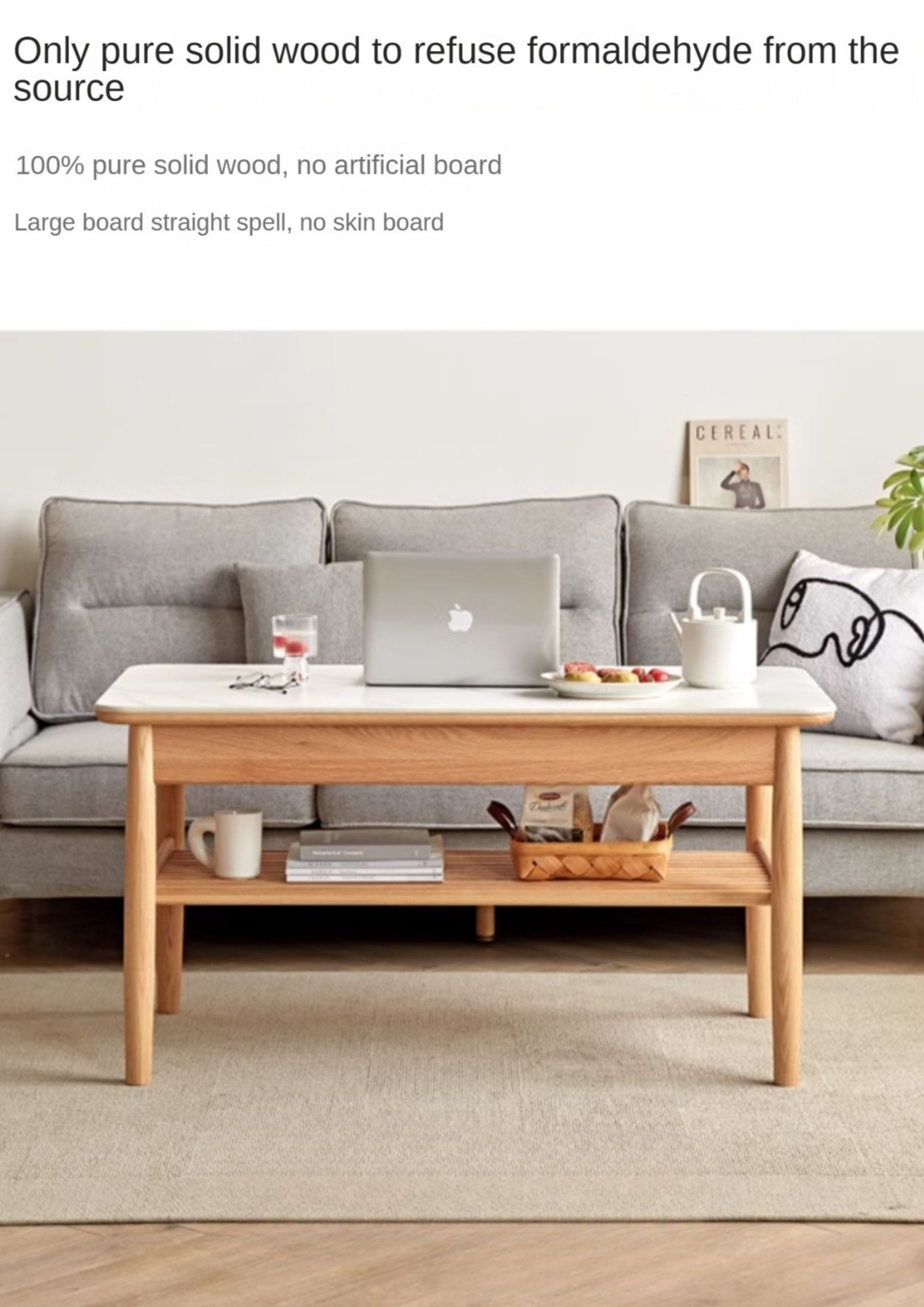 Oak Solid Wood Rock Plates Coffee Table