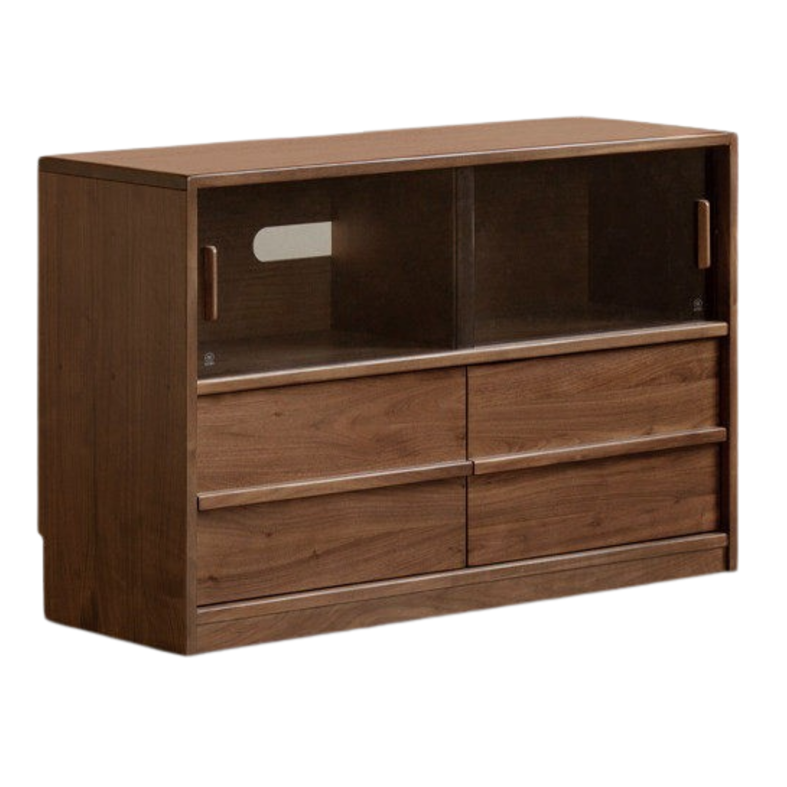 Black Walnut Solid Wood Light Luxury Style Bookcase Combination