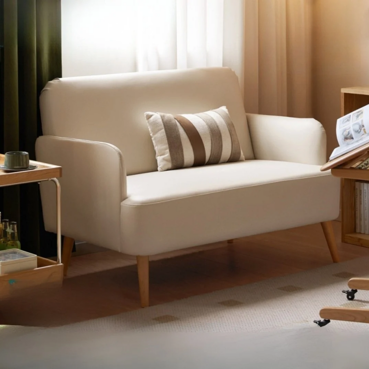 Beech Solid Wood Technology Cloth small Sofa