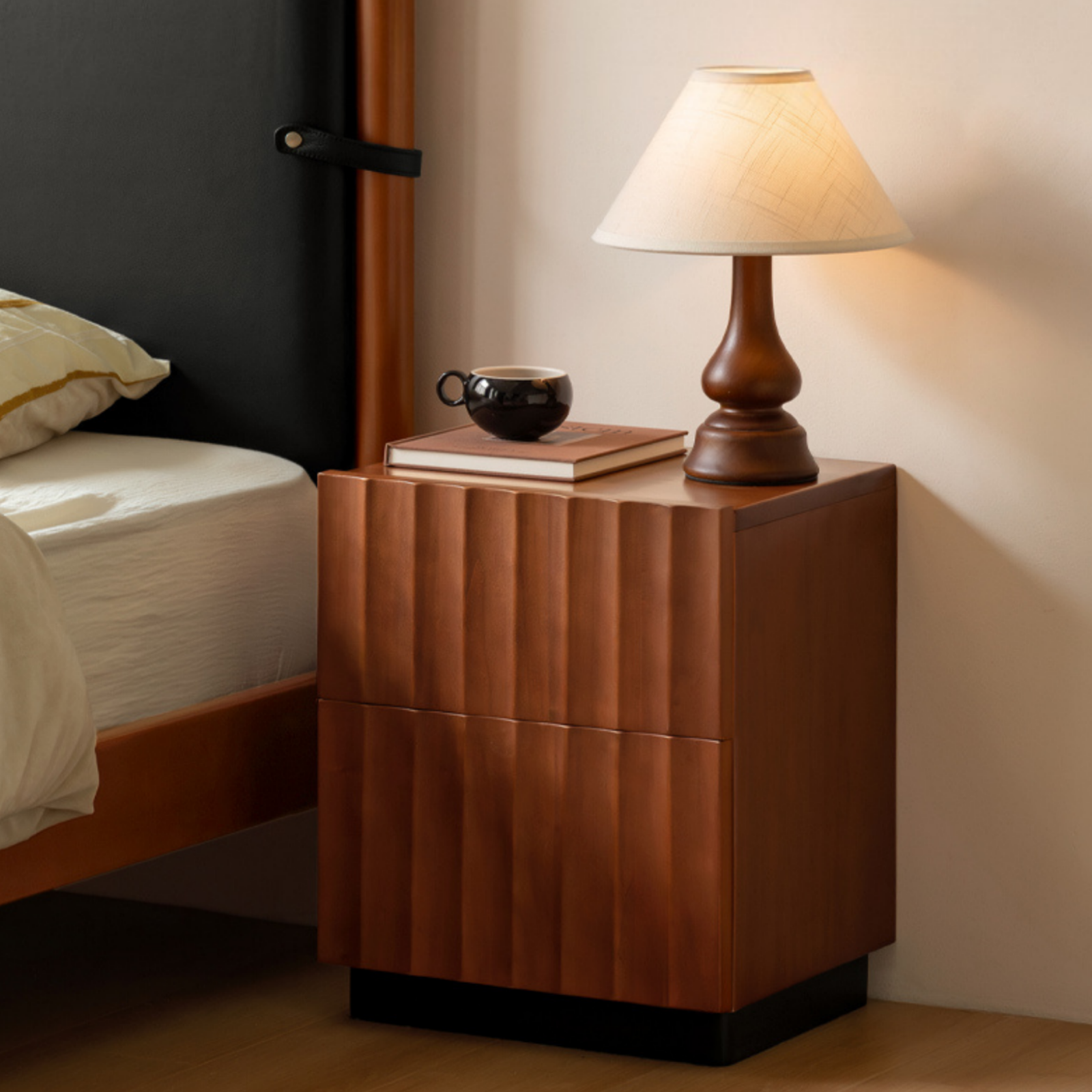 Poplar, Black Walnut Solid Wood Antique Style Nightstand