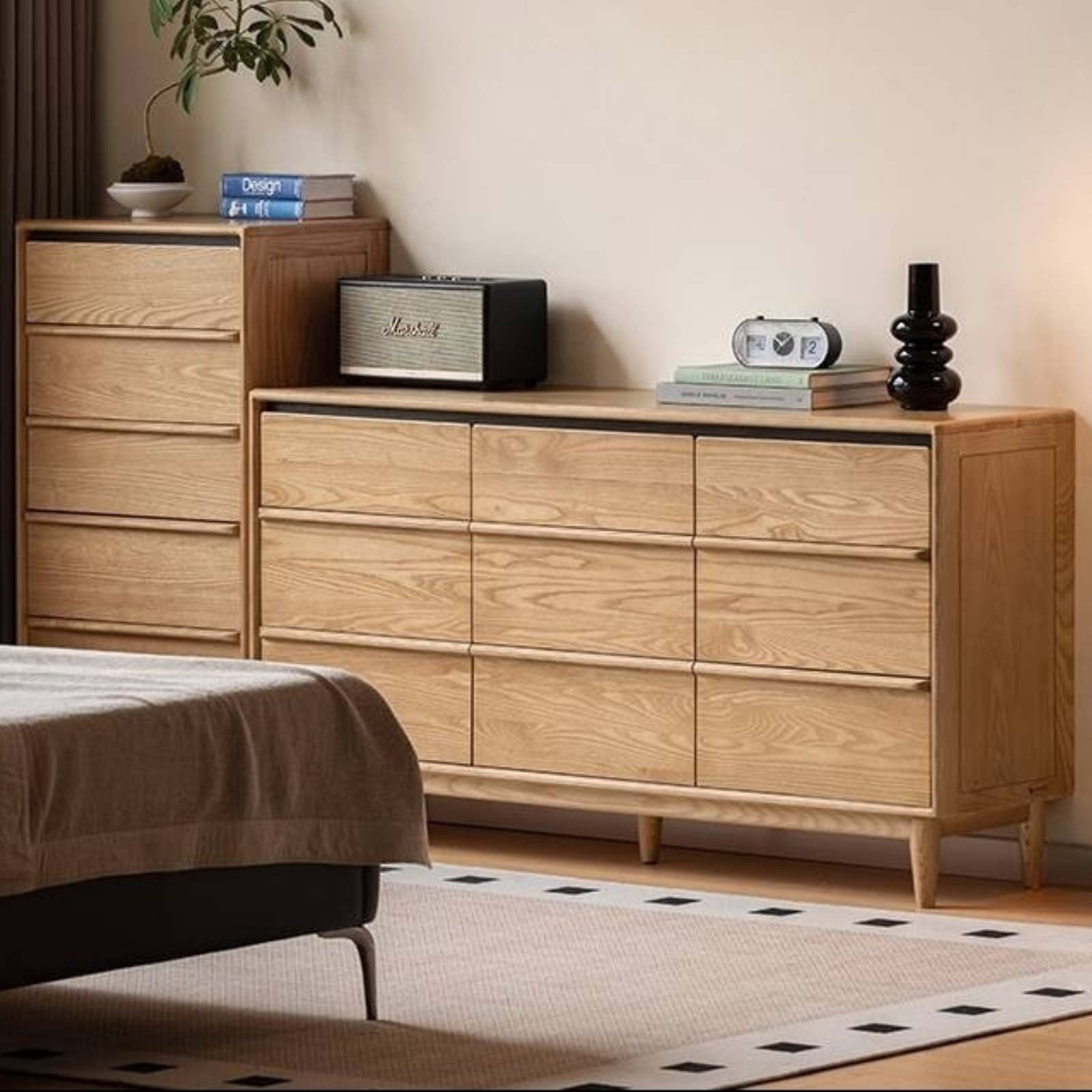 Ash Solid Wood Modern Drawer Cabinet