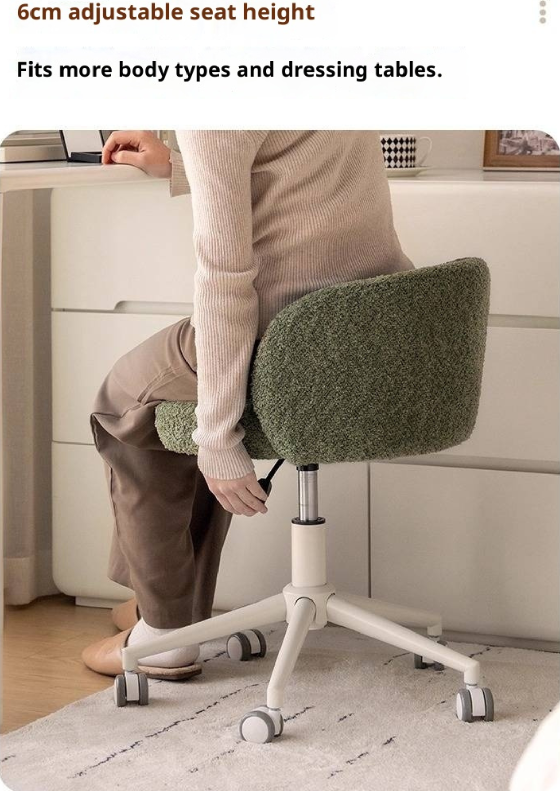 Height Adjustable Makeup Chair