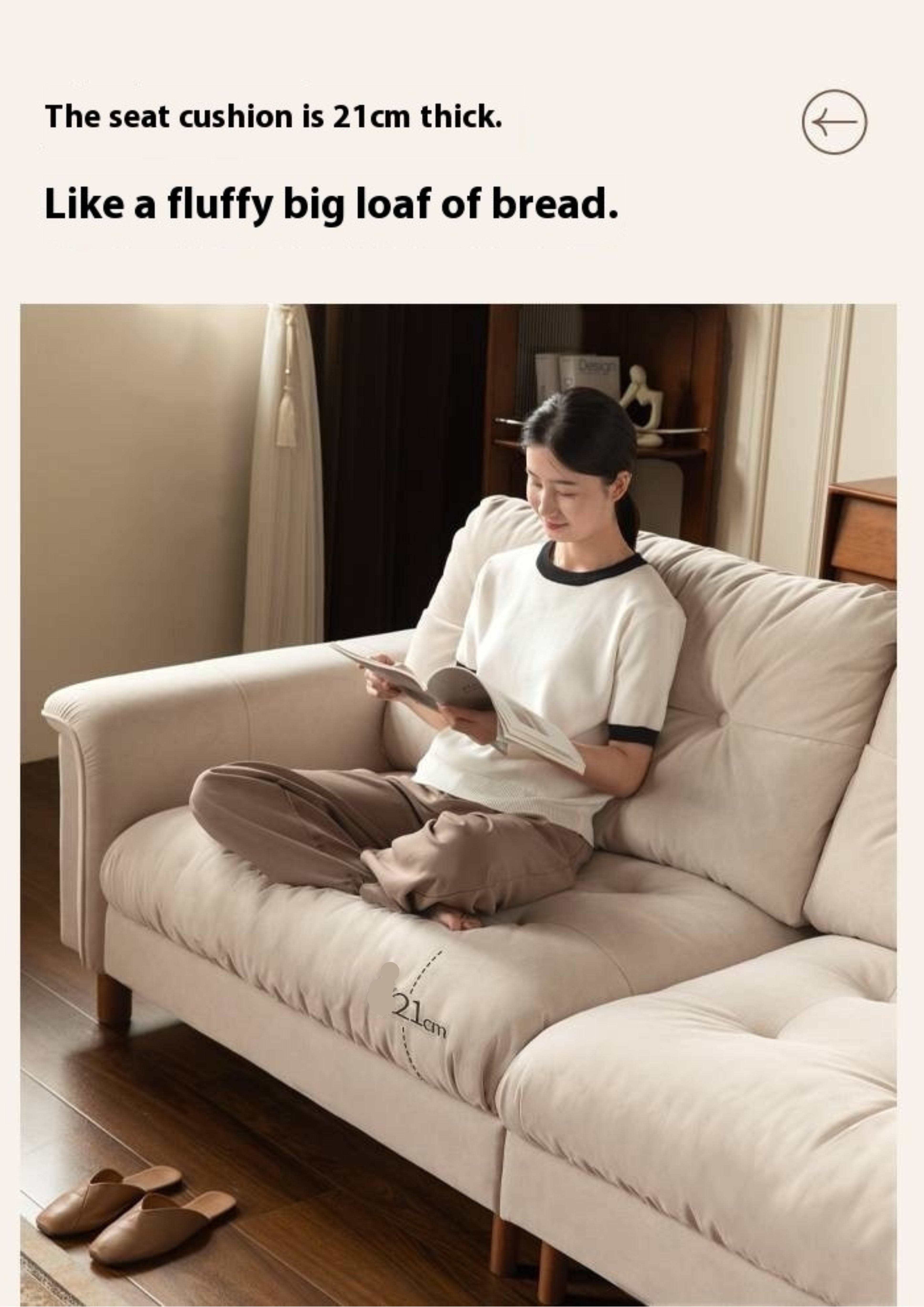 French Retro Fabric Sofa – High-Back with Pet-Friendly Scratch-Resistant Fabric