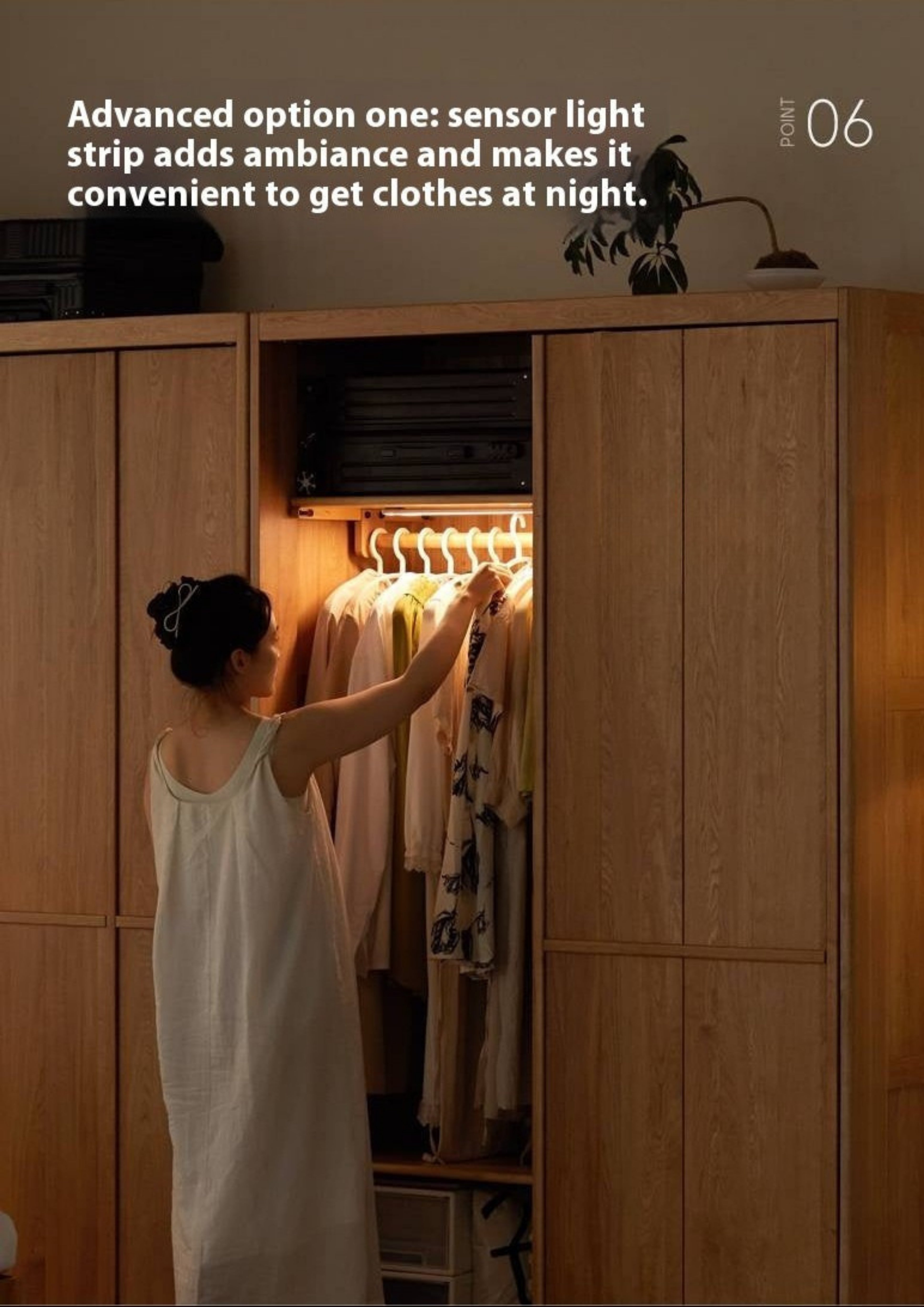 Oak Solid Wood Modern Double Door Wardrobe