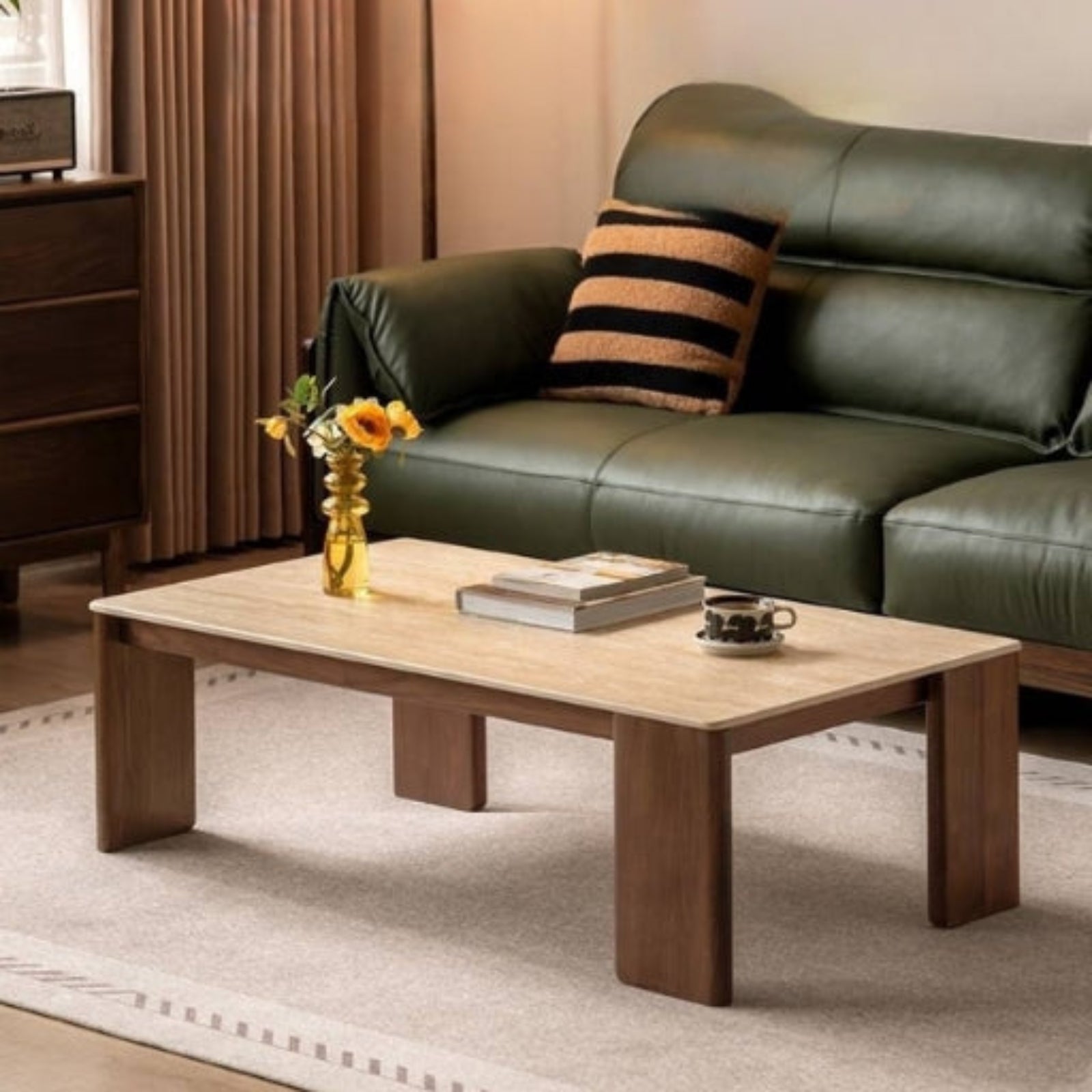 Black Walnut Solid Wood Rock Plate Tea Table