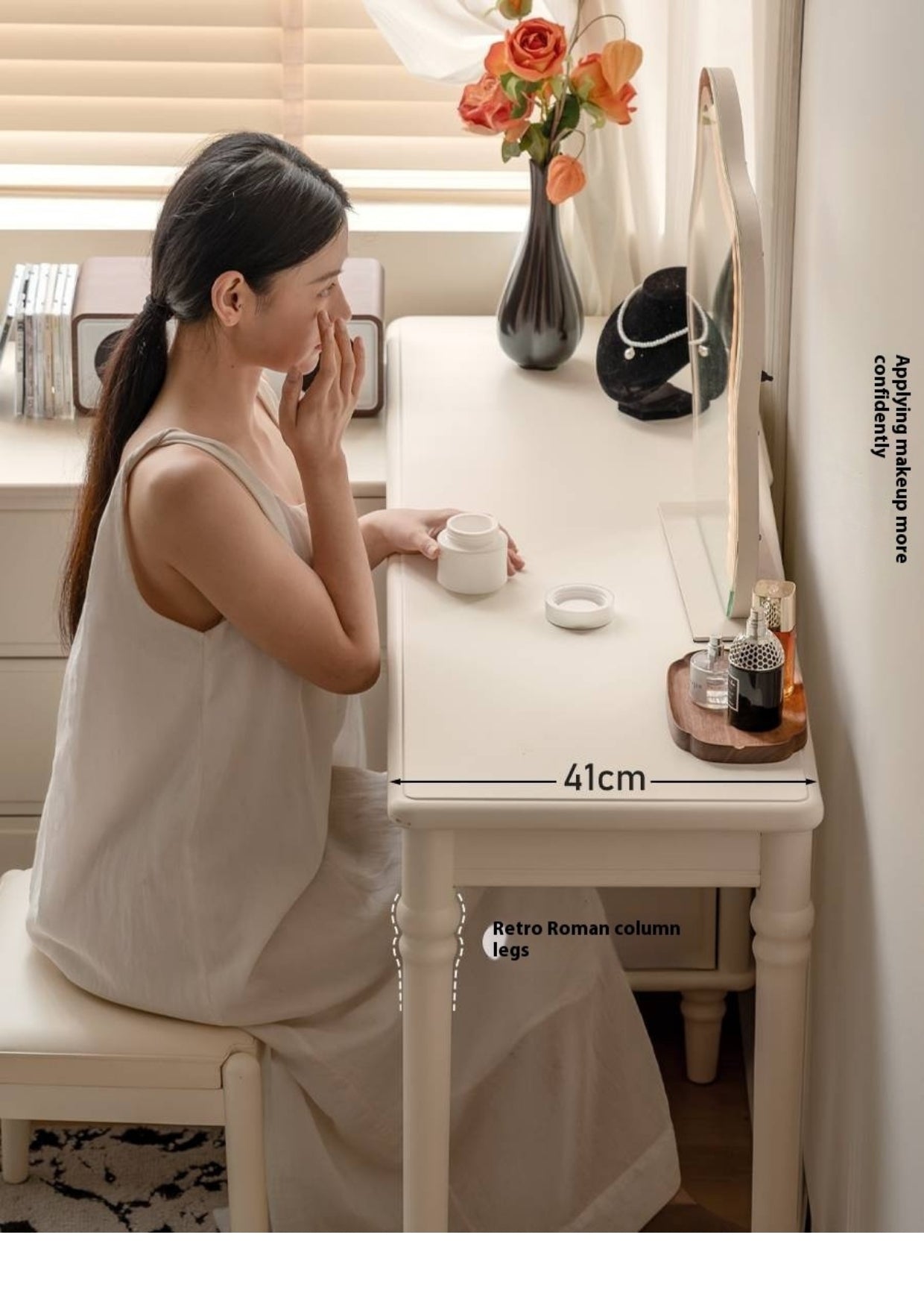 Solid Rubberwood French Retro Vanity Table.