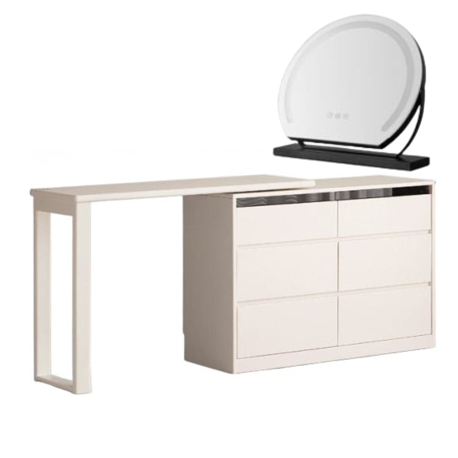 Solid Rubberwood White Cream Dressing Table