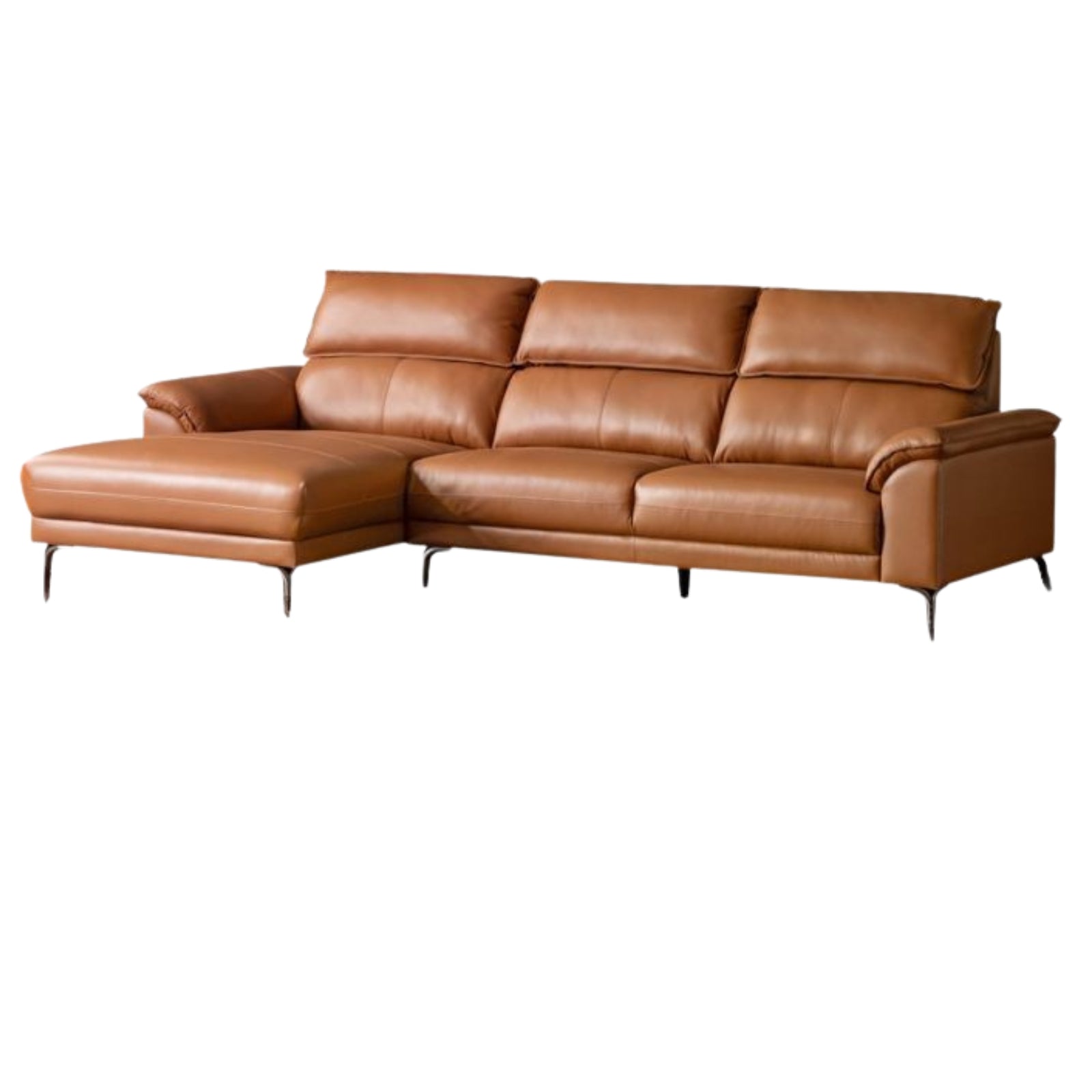 Genuine Leather Italian Minimalist Sectional Sofa – First-Layer Cowhide Corner Sofa with Chaise Lounge