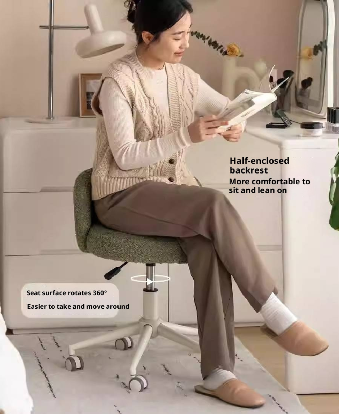 Height Adjustable Makeup Chair