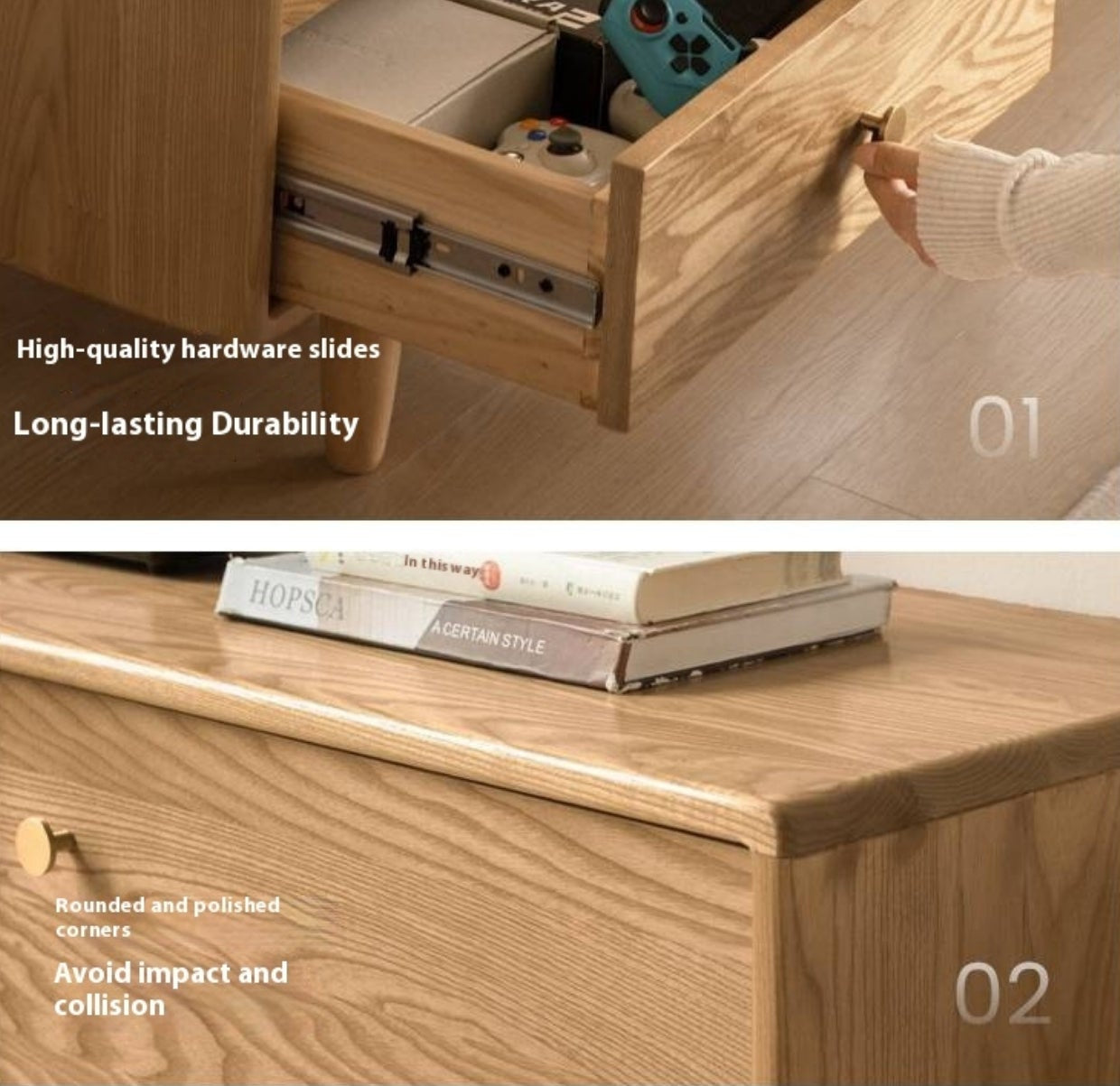 Ash Solid Wood Modern TV Cabinet