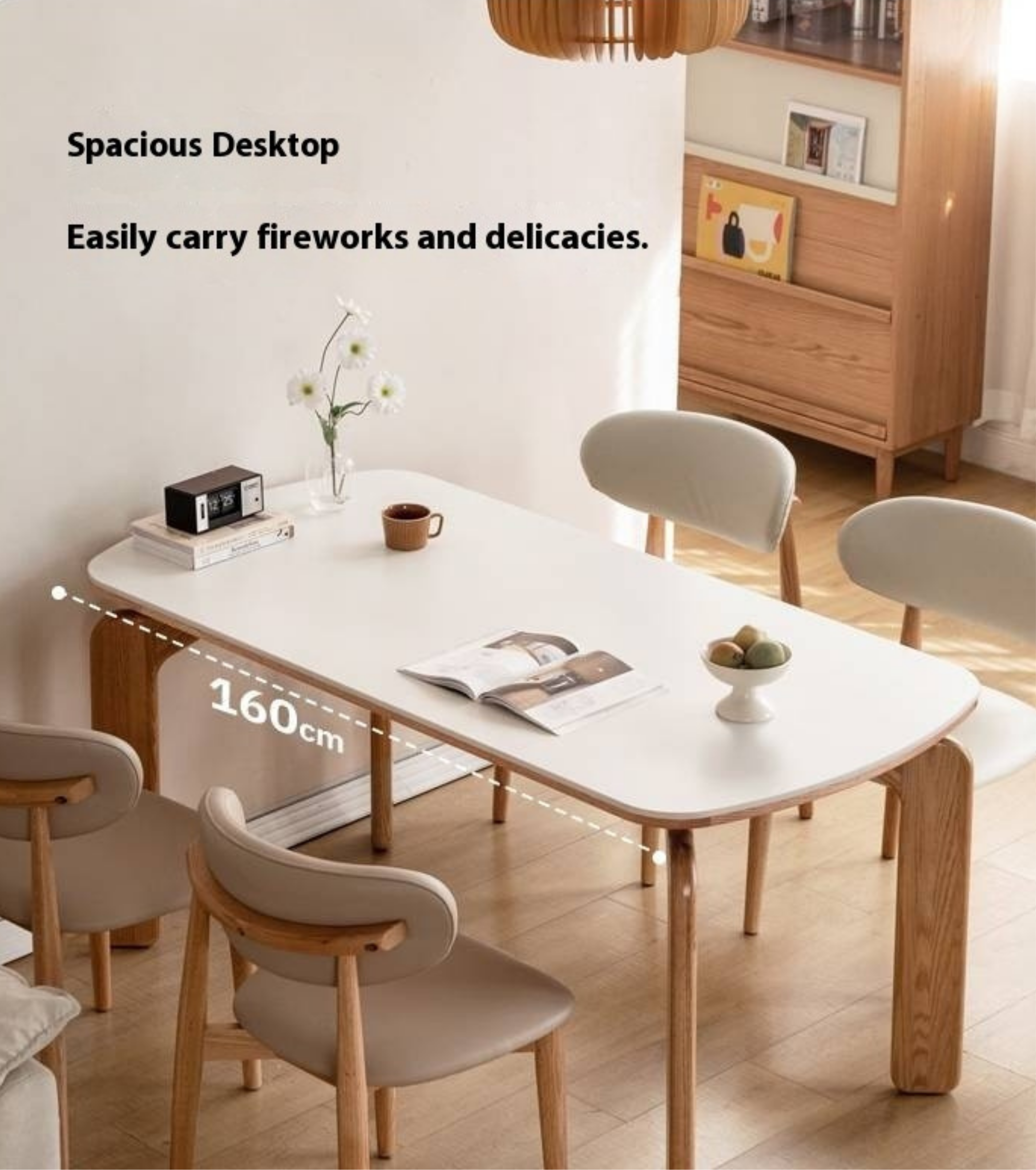 Oak Solid Wood Modern Rock Plate Dining Table