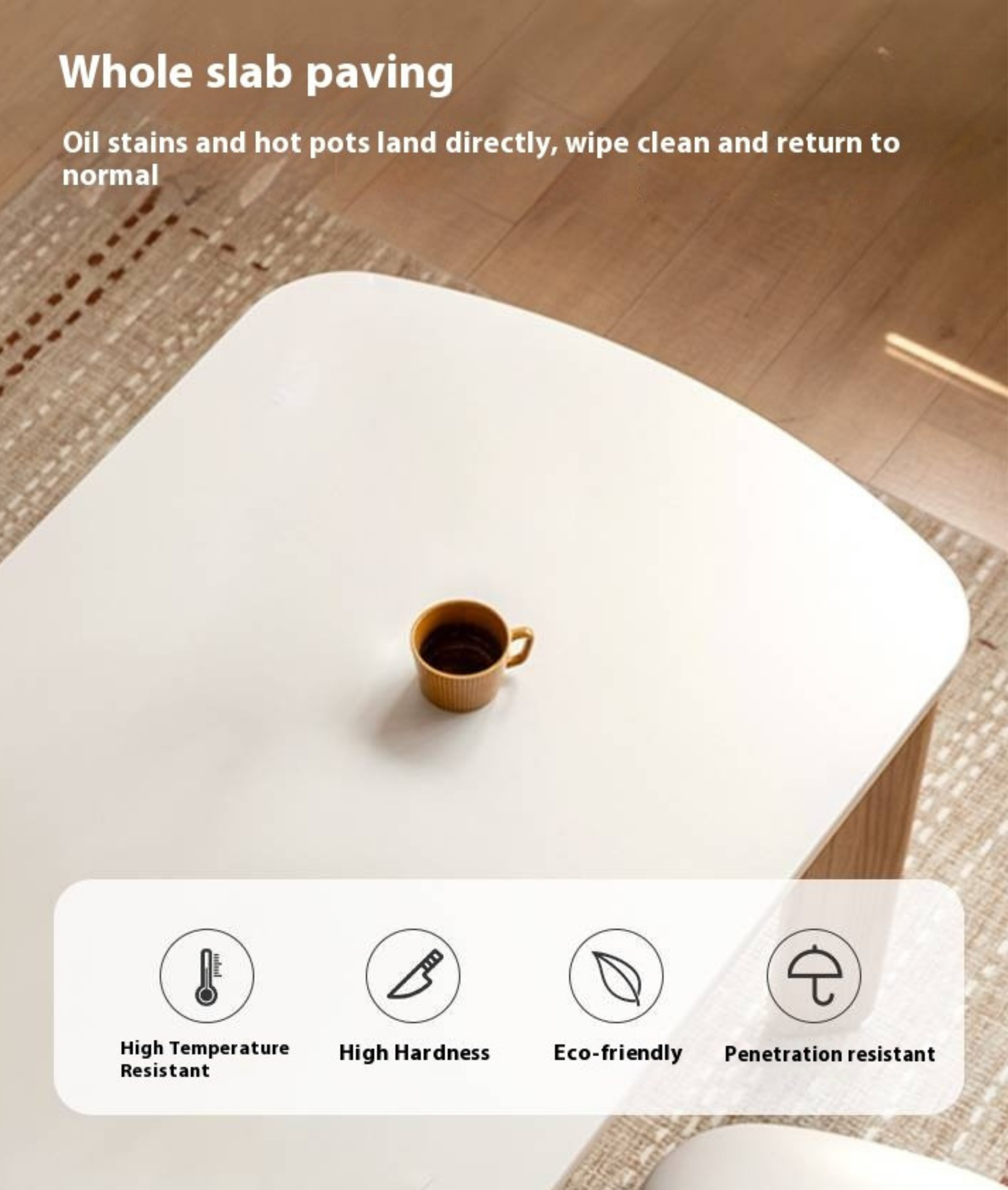 Oak Solid Wood Modern Rock Plate Dining Table