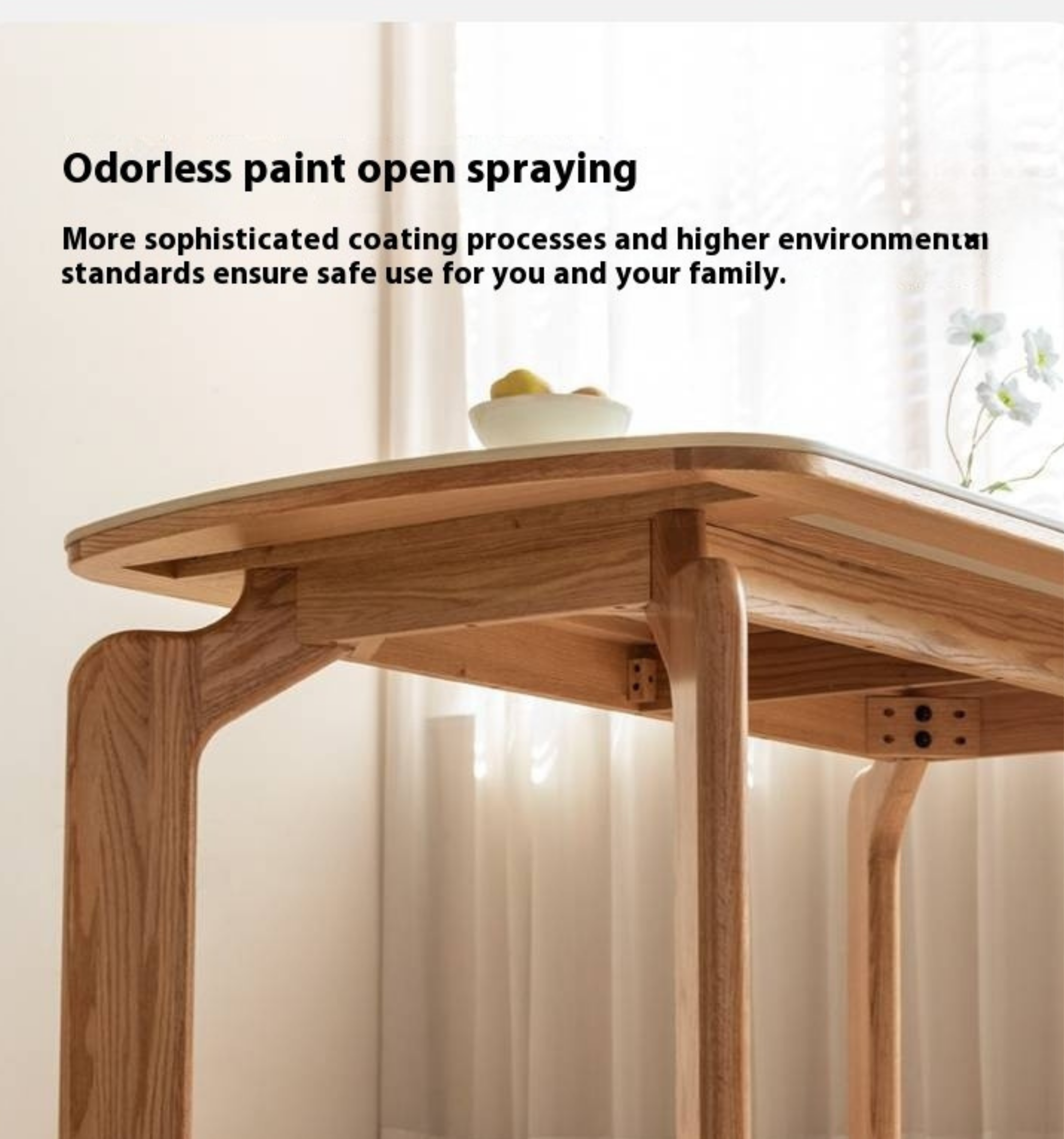 Oak Solid Wood Modern Rock Plate Dining Table