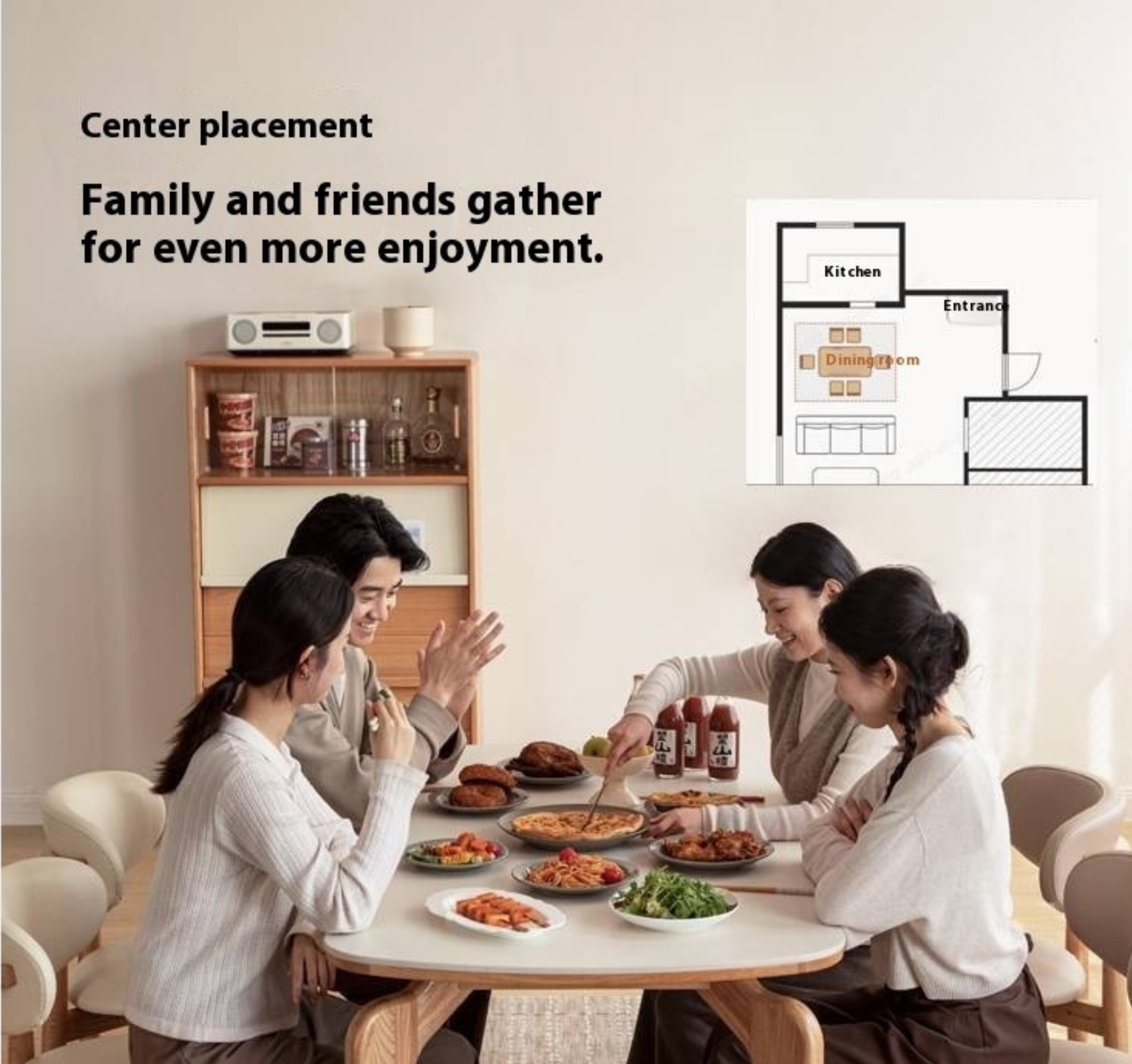 Oak Solid Wood Modern Rock Plate Dining Table