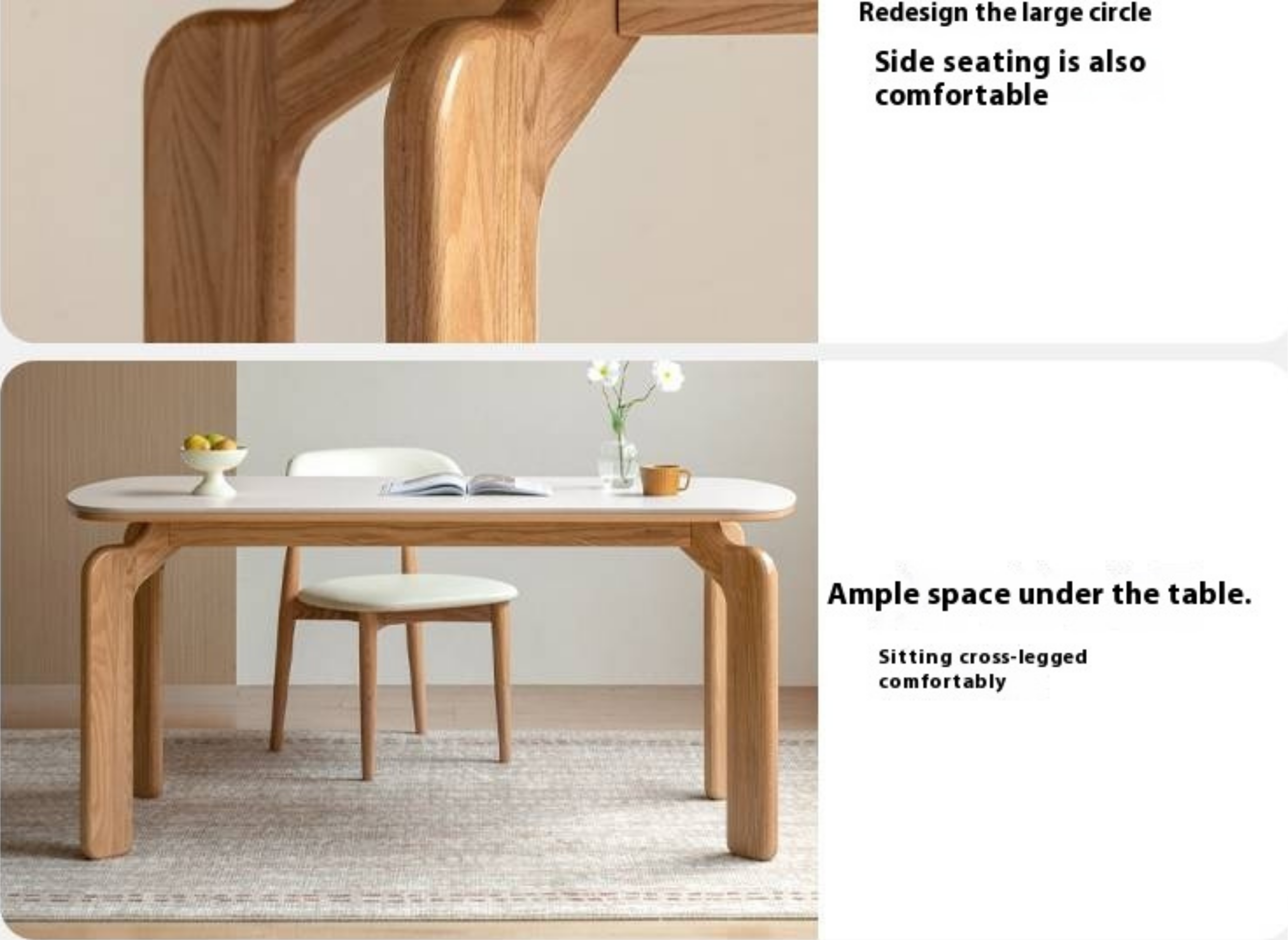 Oak Solid Wood Modern Rock Plate Dining Table