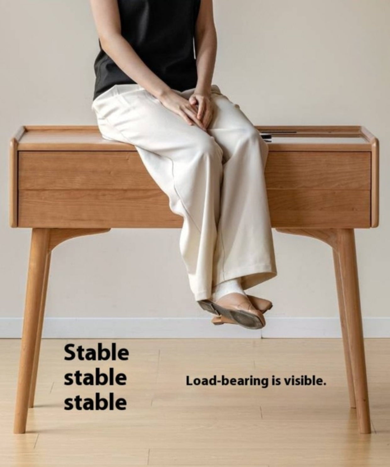 Cherry Solid Wood Retro Style Vanity Table.