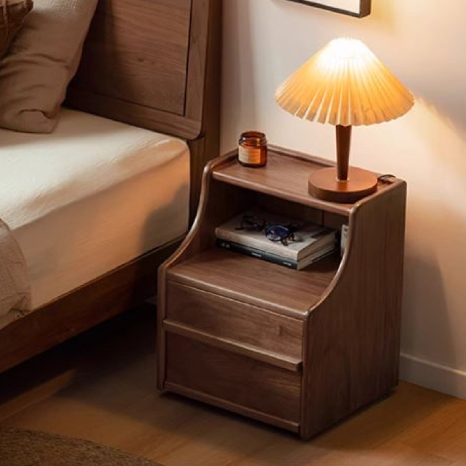 Black Walnut Solid Wood Italian Light Luxury Nightstand