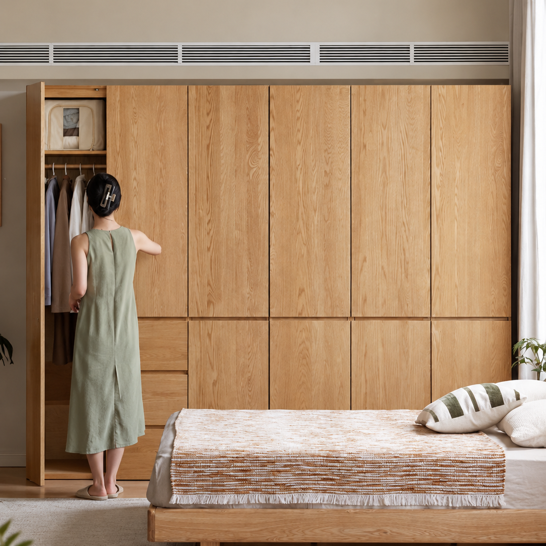 Oak, Ash Solid Wood Sectional Wardrobe
