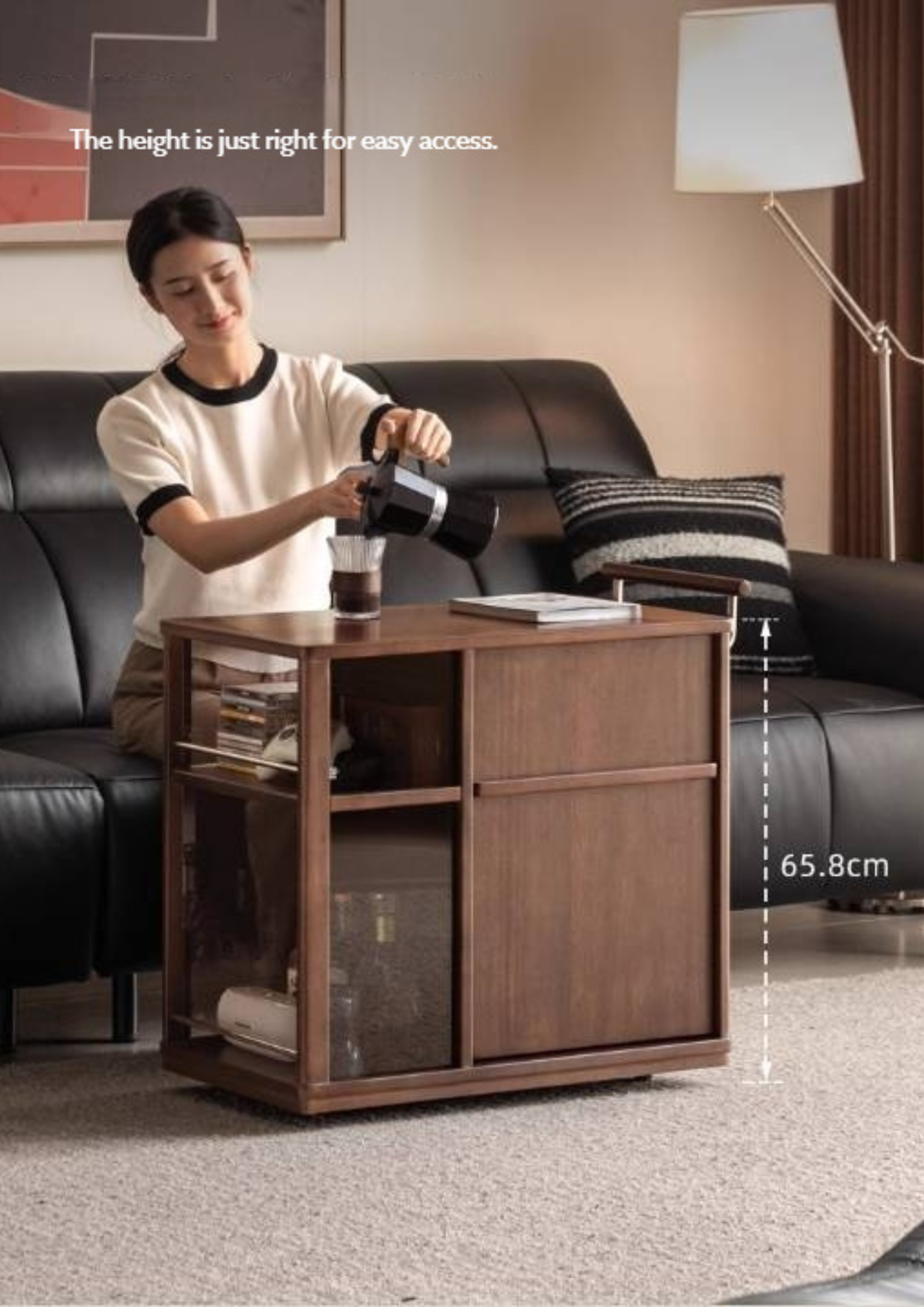 Sandalwood Italian Mobile Side Cabinet