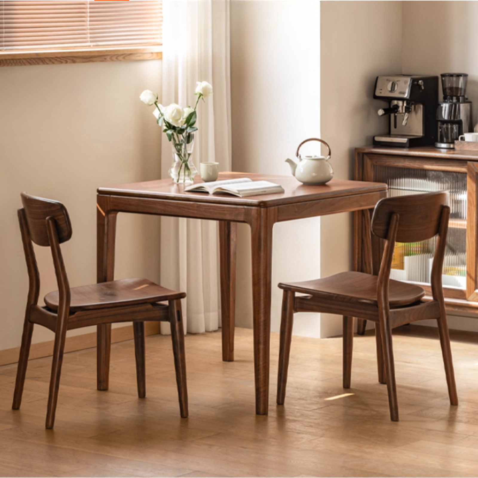 Black Walnut, Oak Solid Wood Modern Rock Board Dining Table