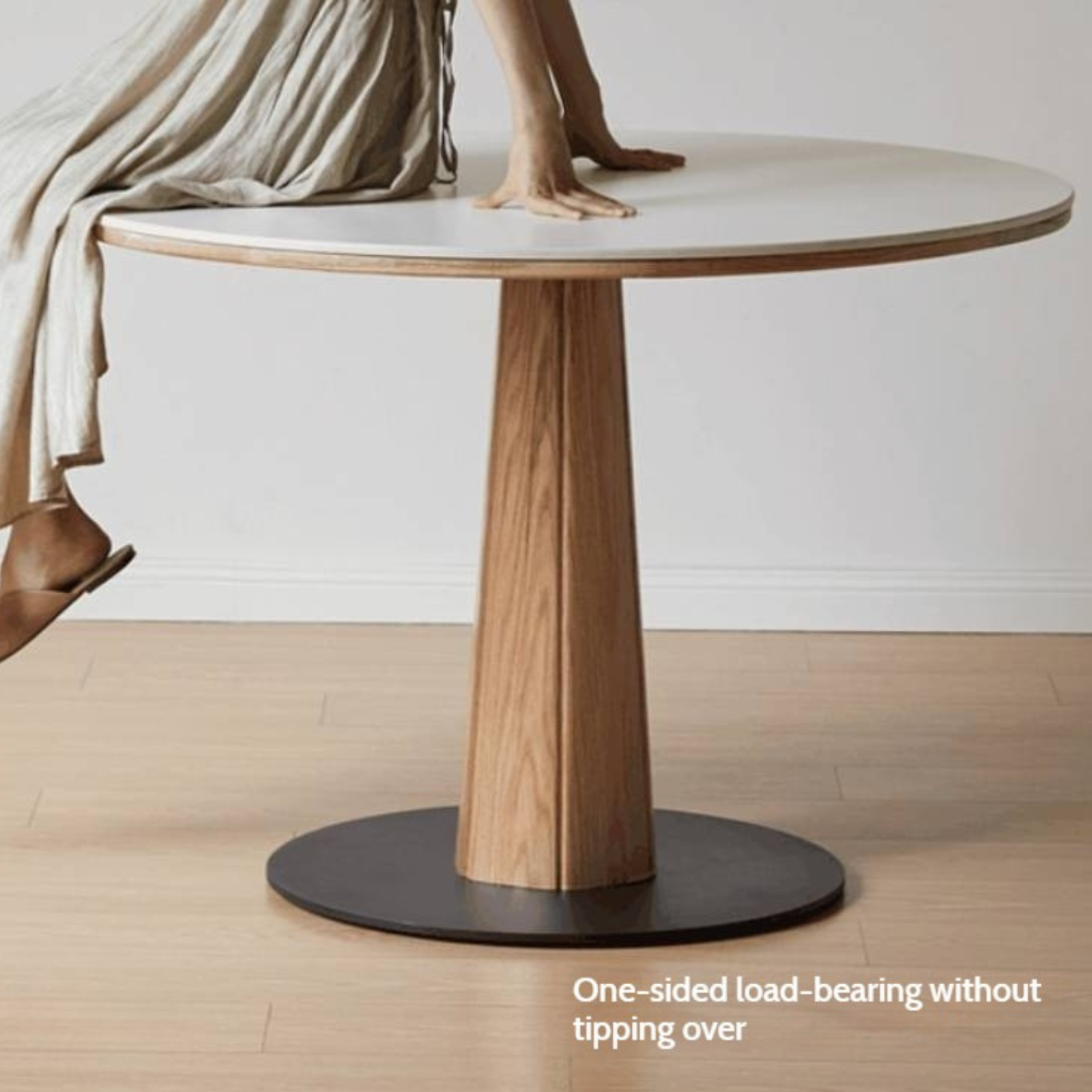Oak Solid Wood Slab Round Dining Table