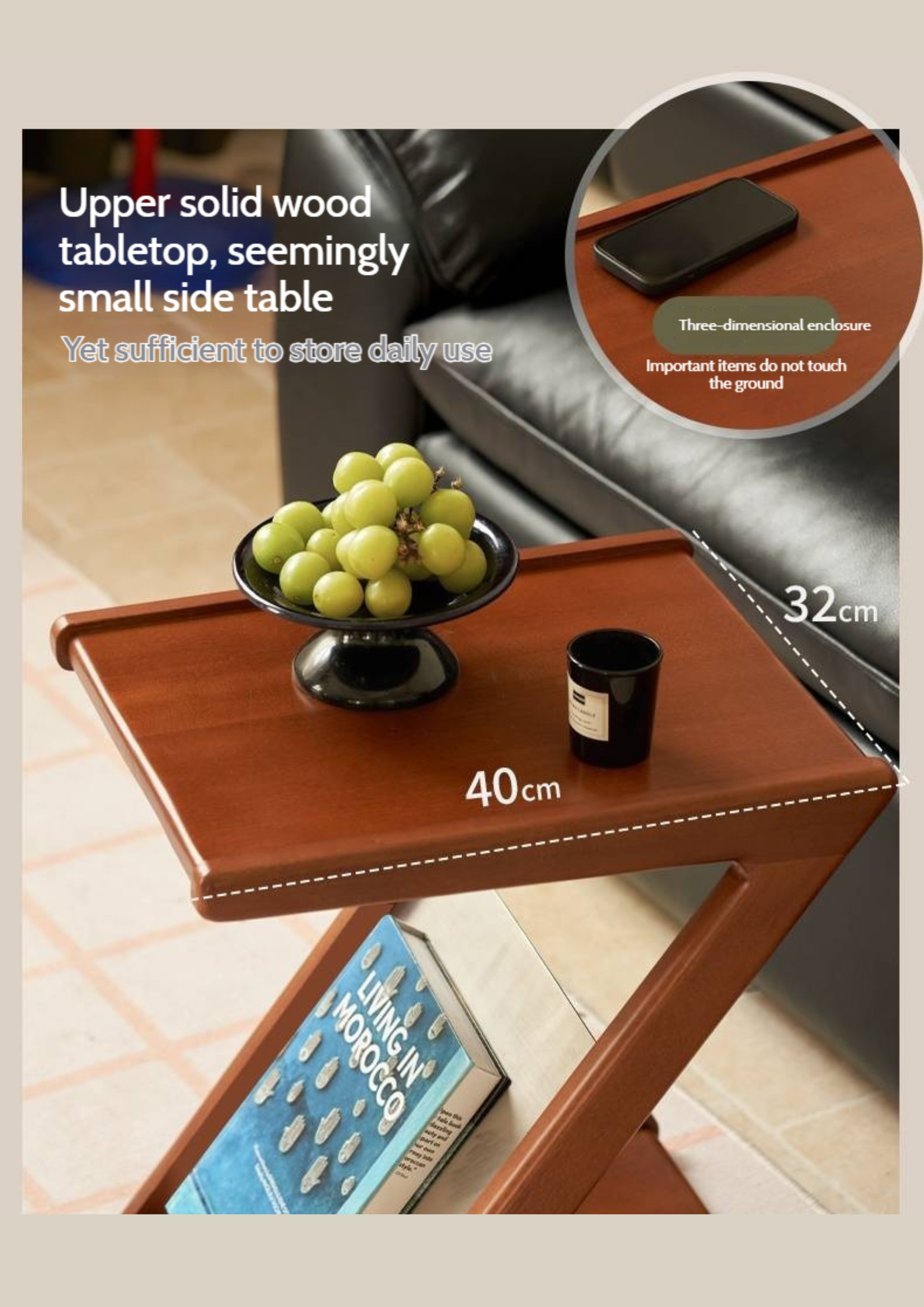 Poplar Solid Wood Bauhaus Style Side Table