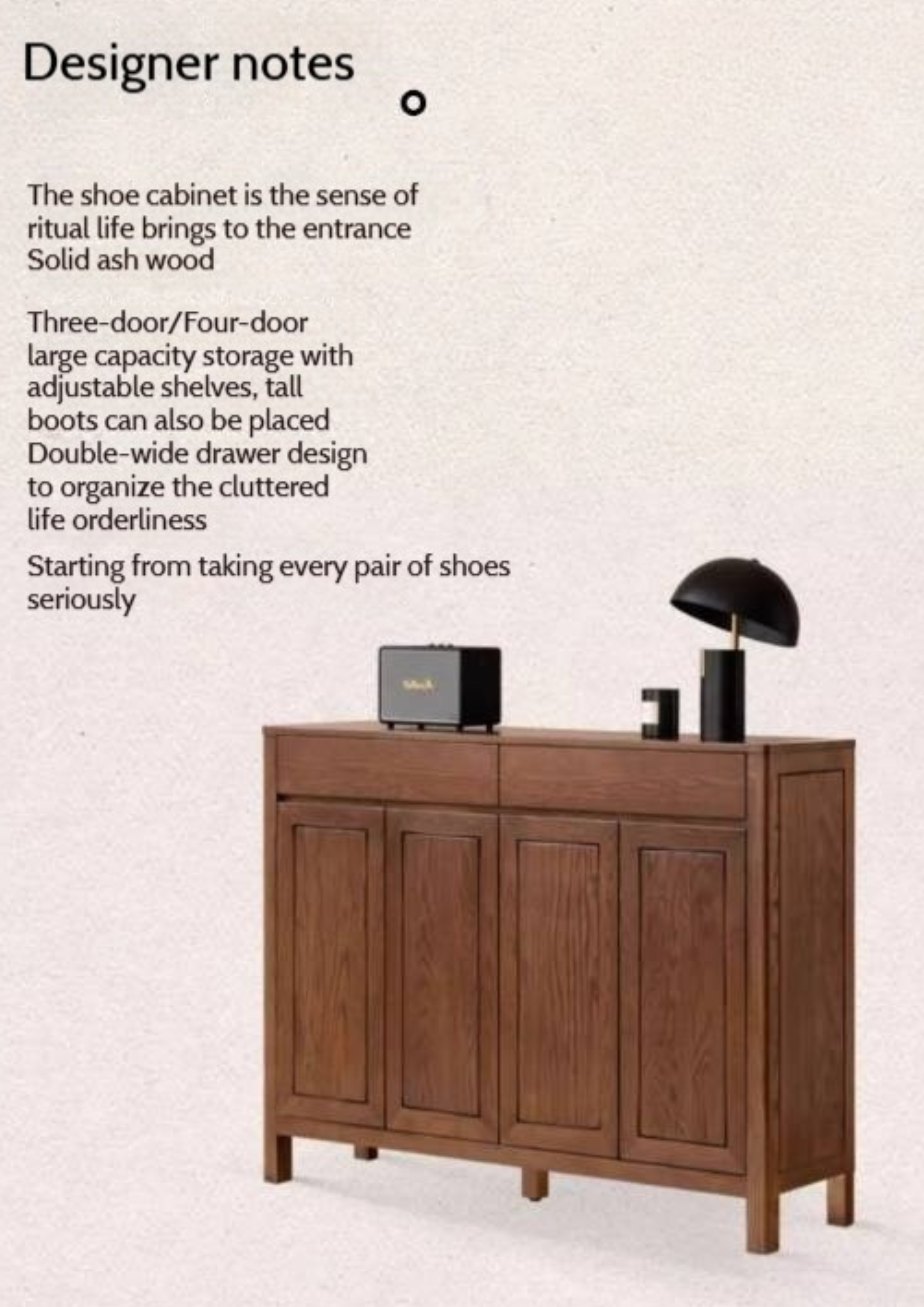 Ash Solid Wood Large Capacity Shoe Cabinet