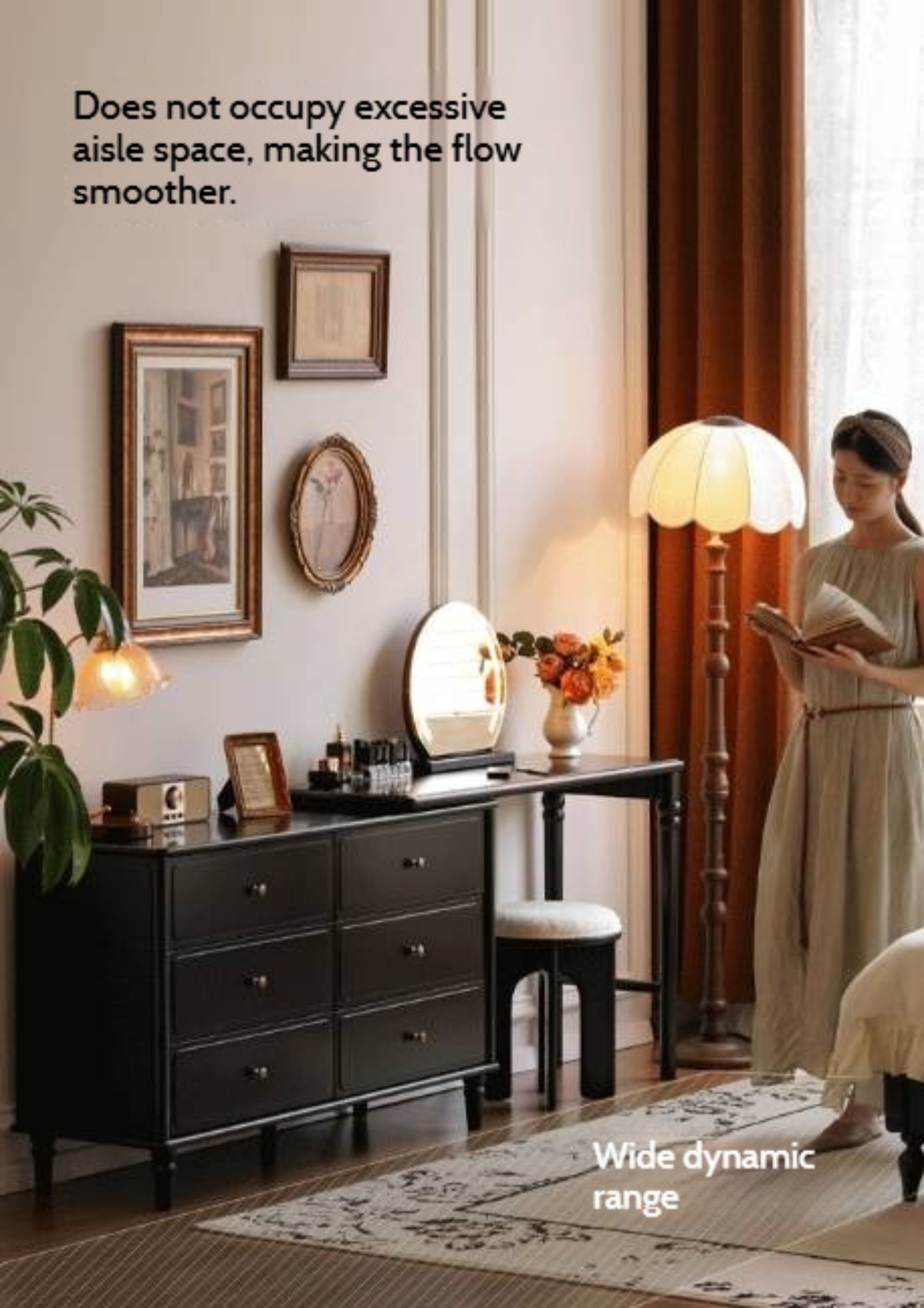 Solid Rubberwood French Retro Makeup Table