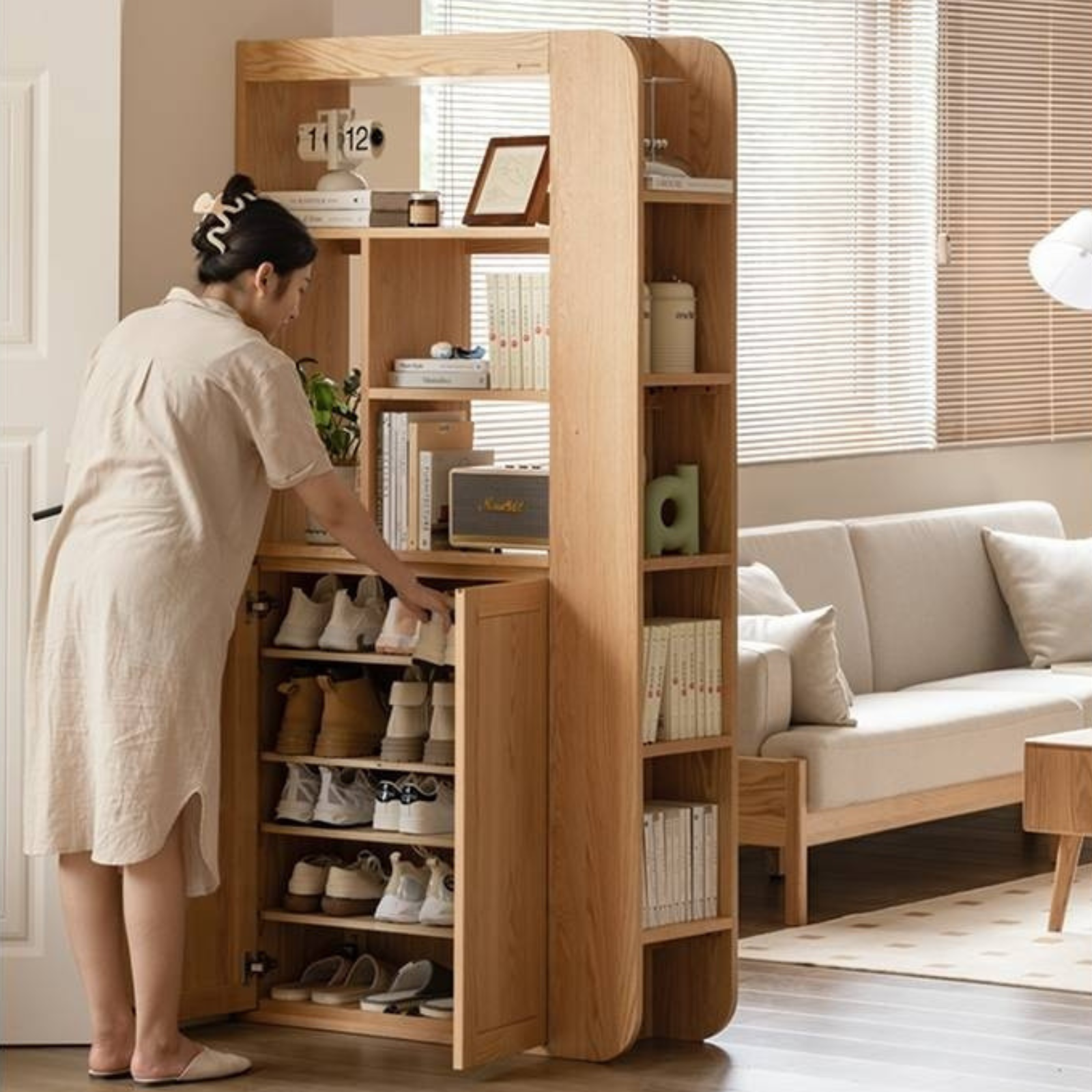 Oak, Ash Solid Wood Partition Cabinet