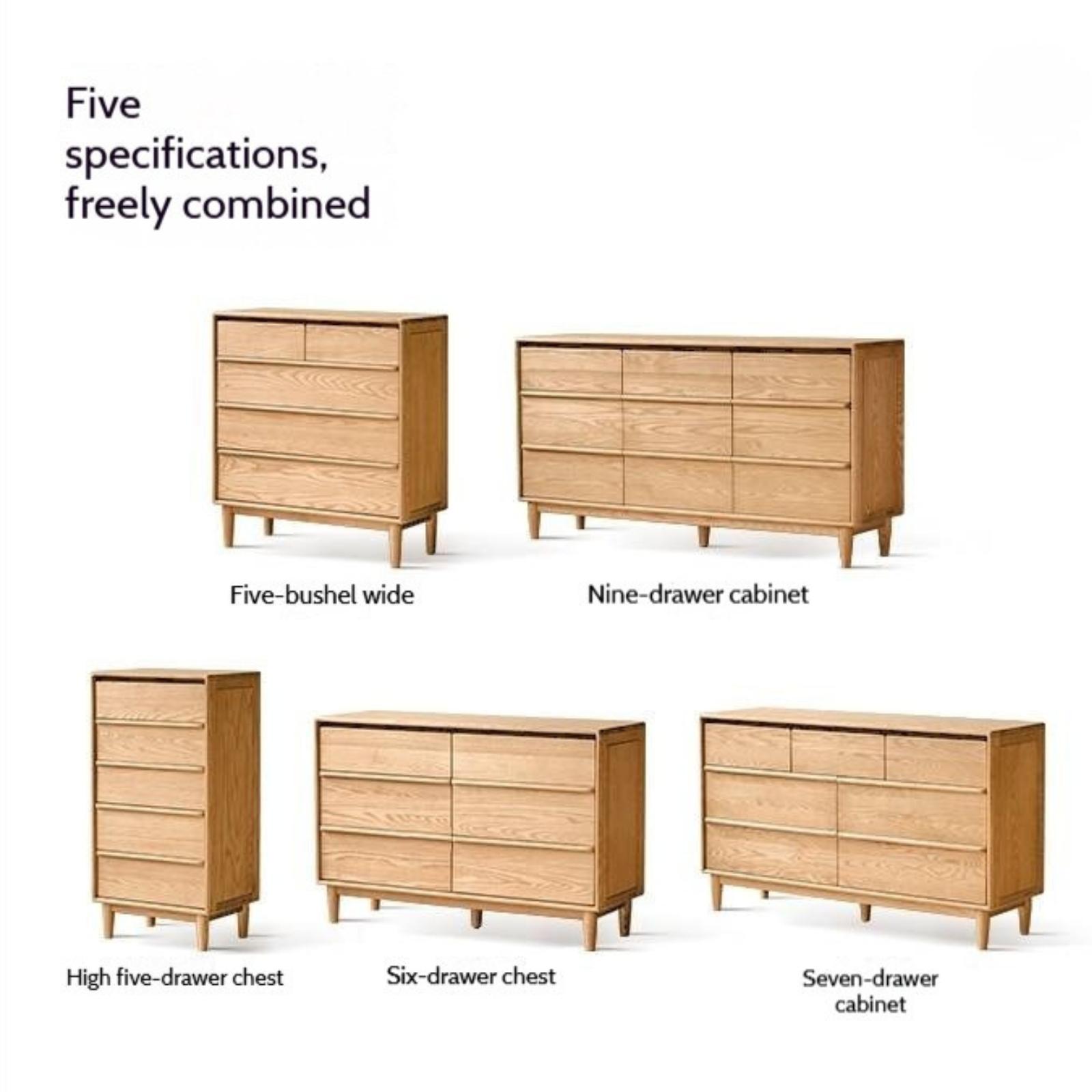 Ash Solid Wood Storage Drawer Cabinet