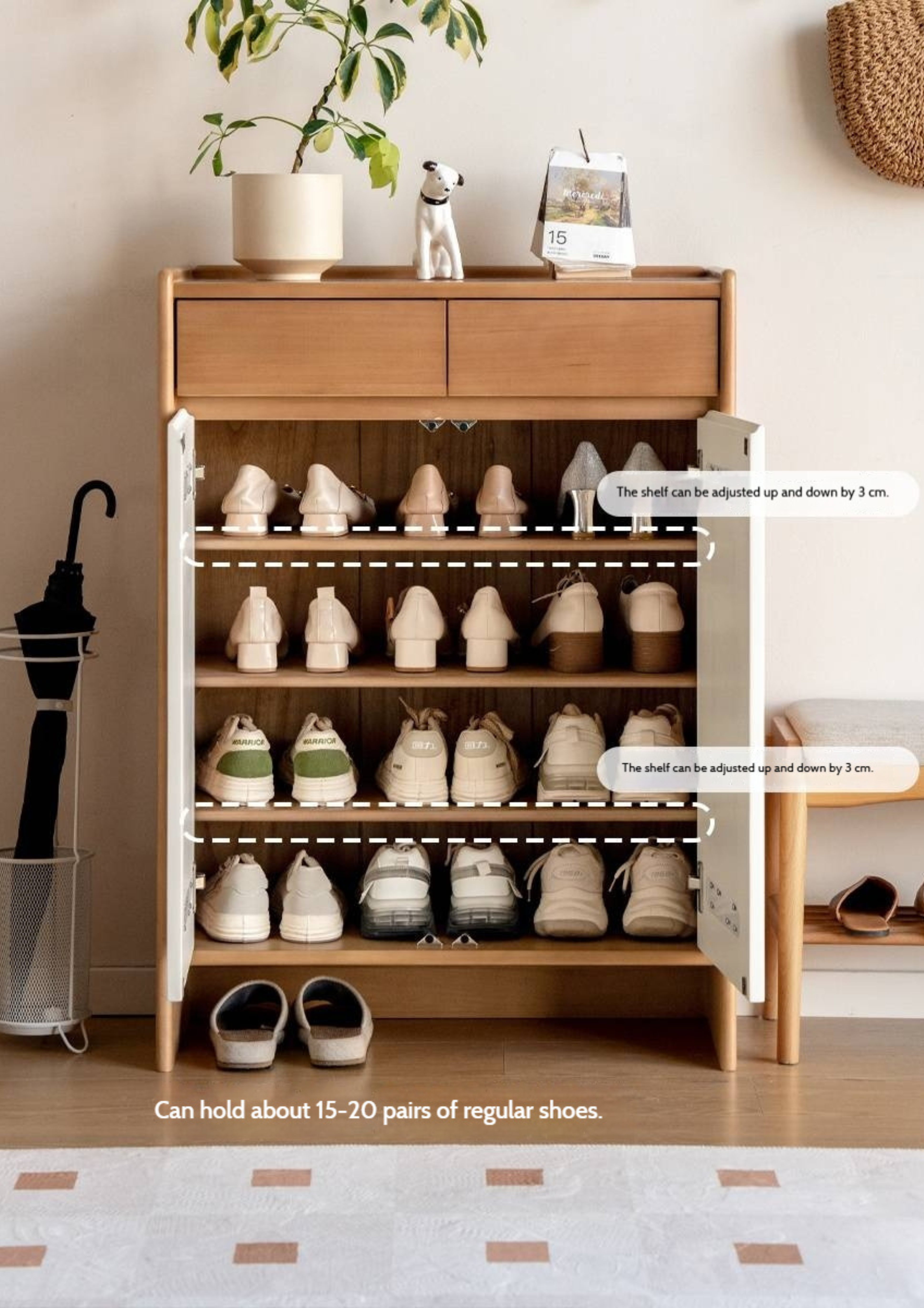 Poplar Solid Wood Shoe Cabinet