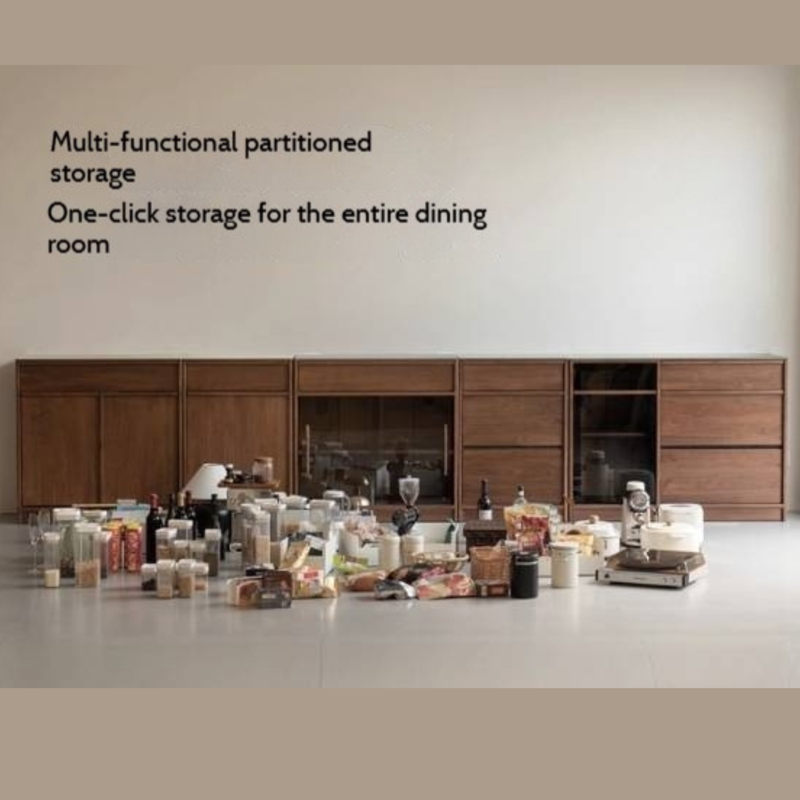 Black Walnut, Ash Solid Wood Light Luxury Style Rock Board Sideboard