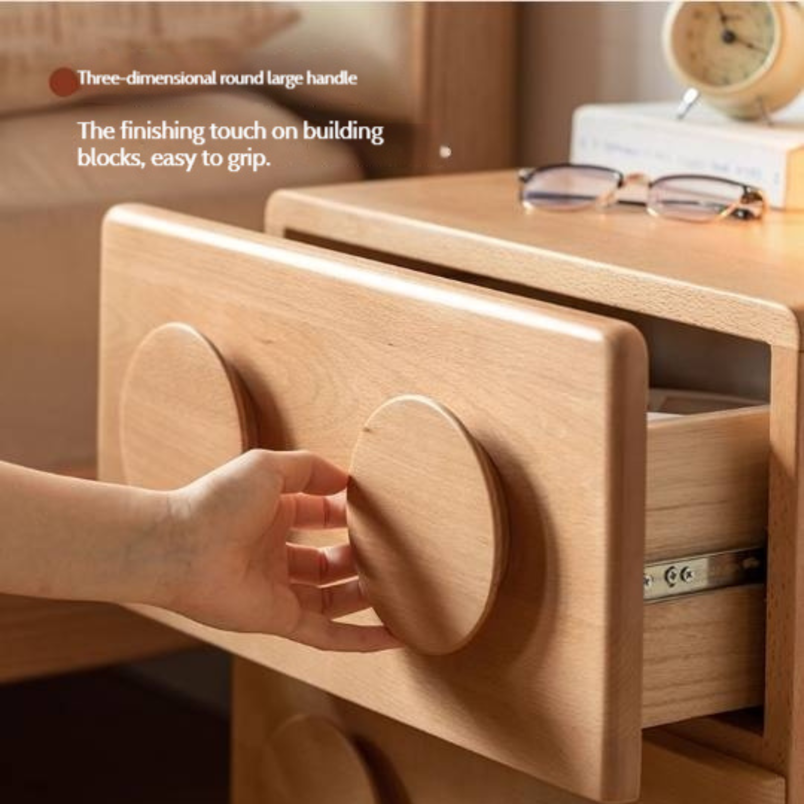 Beech Solid Wood Log Style Nightstand