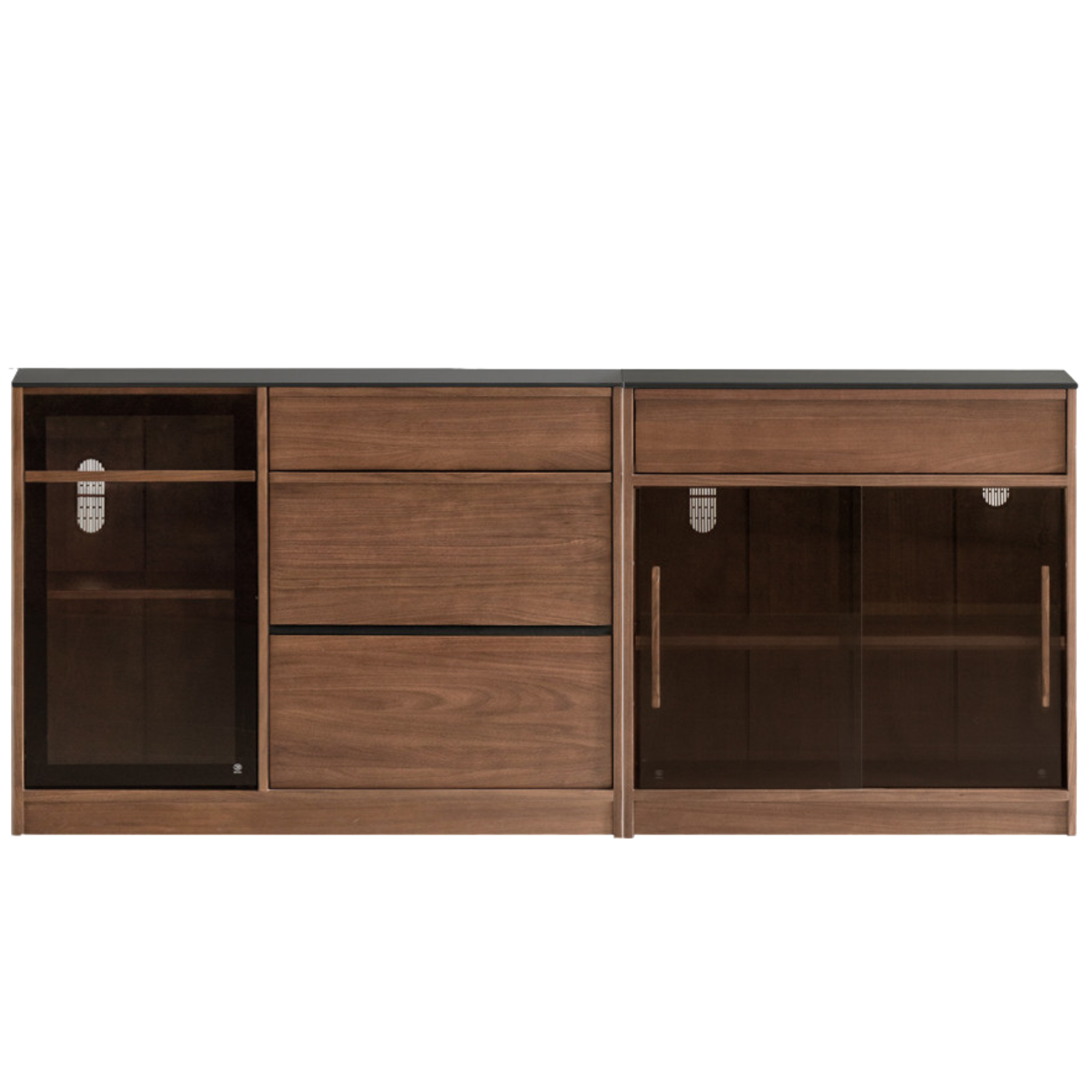 Black Walnut, Ash Solid Wood Light Luxury Style Rock Board Sideboard