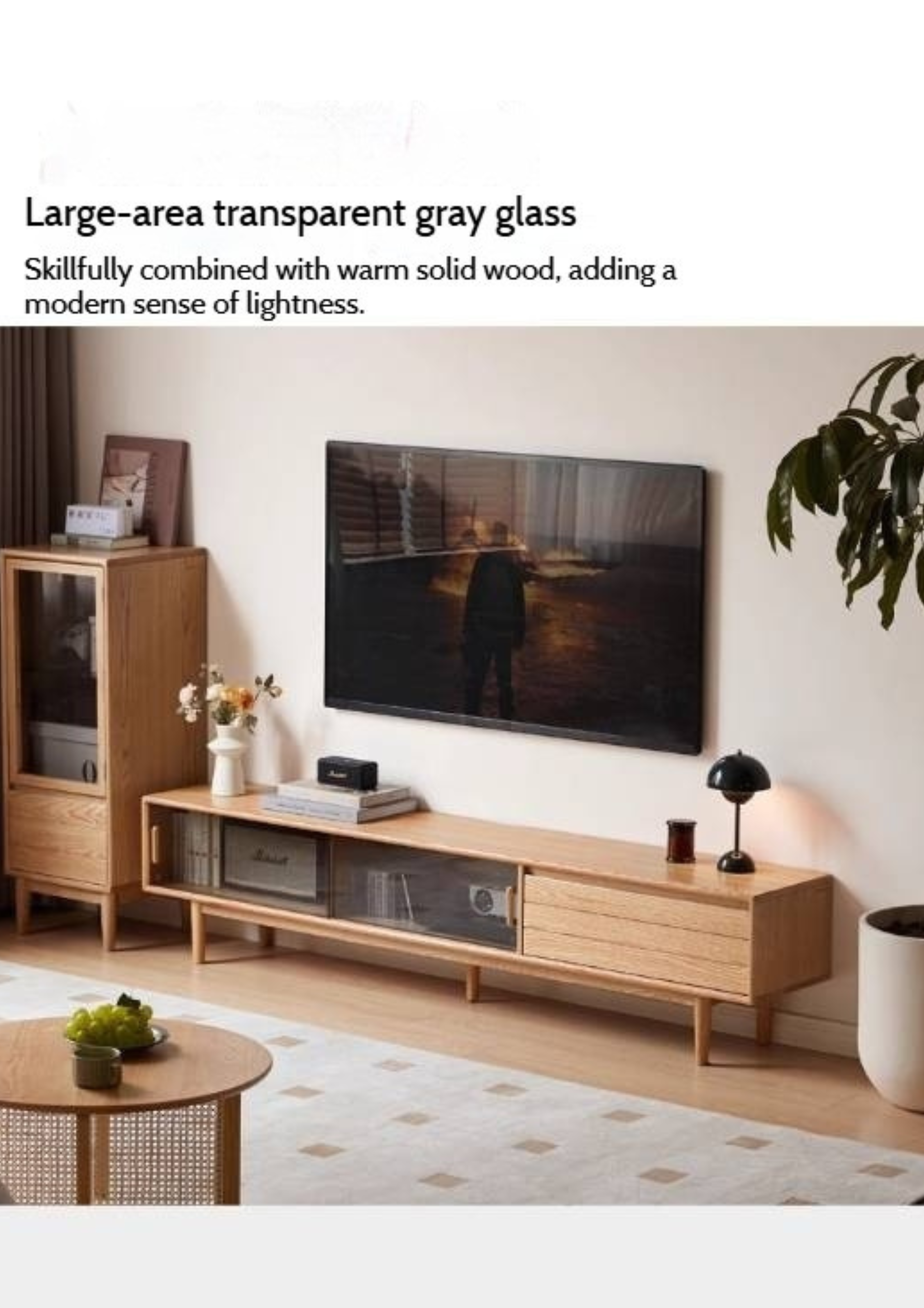 Oak Solid Wood Modern TV Cabinet