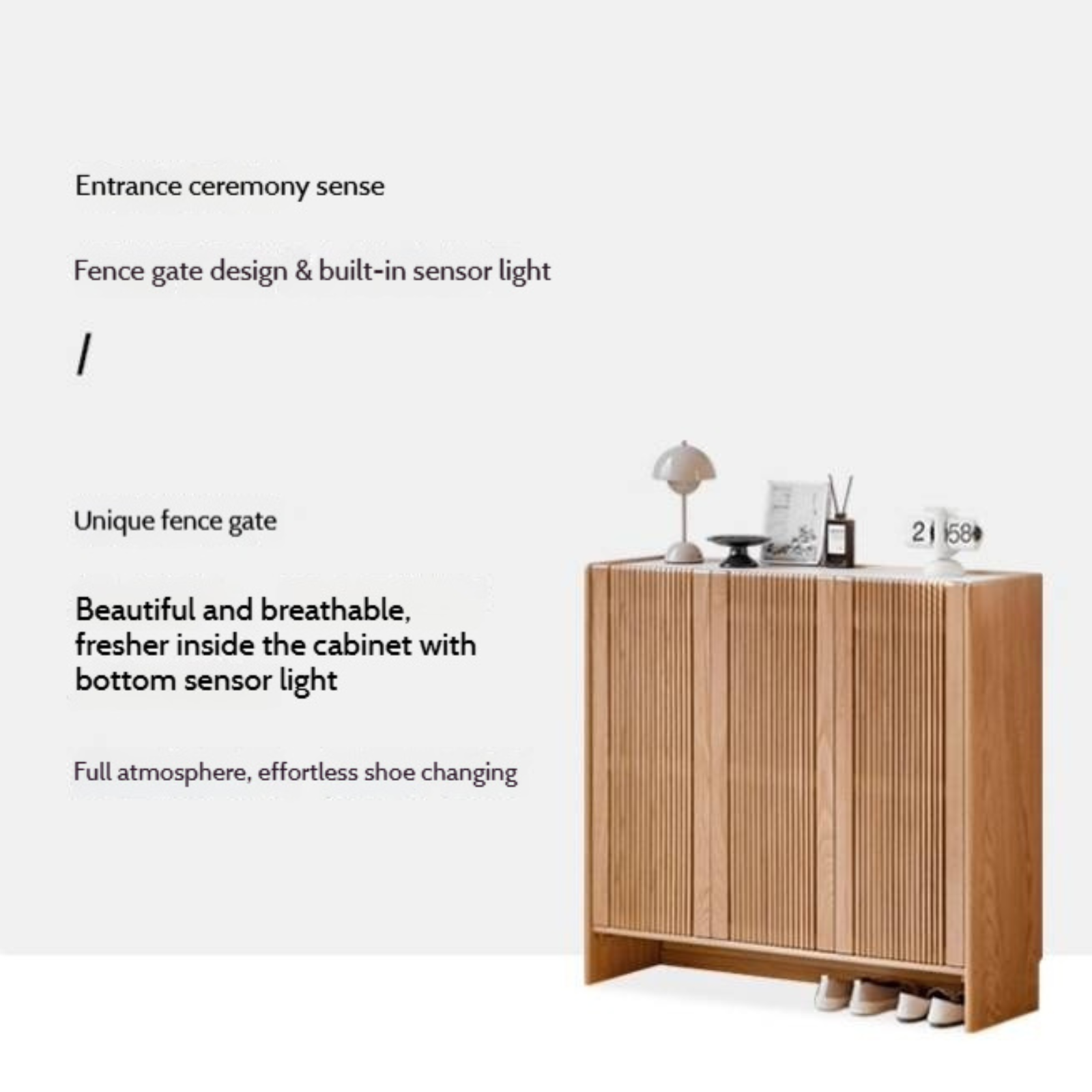 Oak Solid Wood Modern Simple Rock Plate Shoe Cabinet