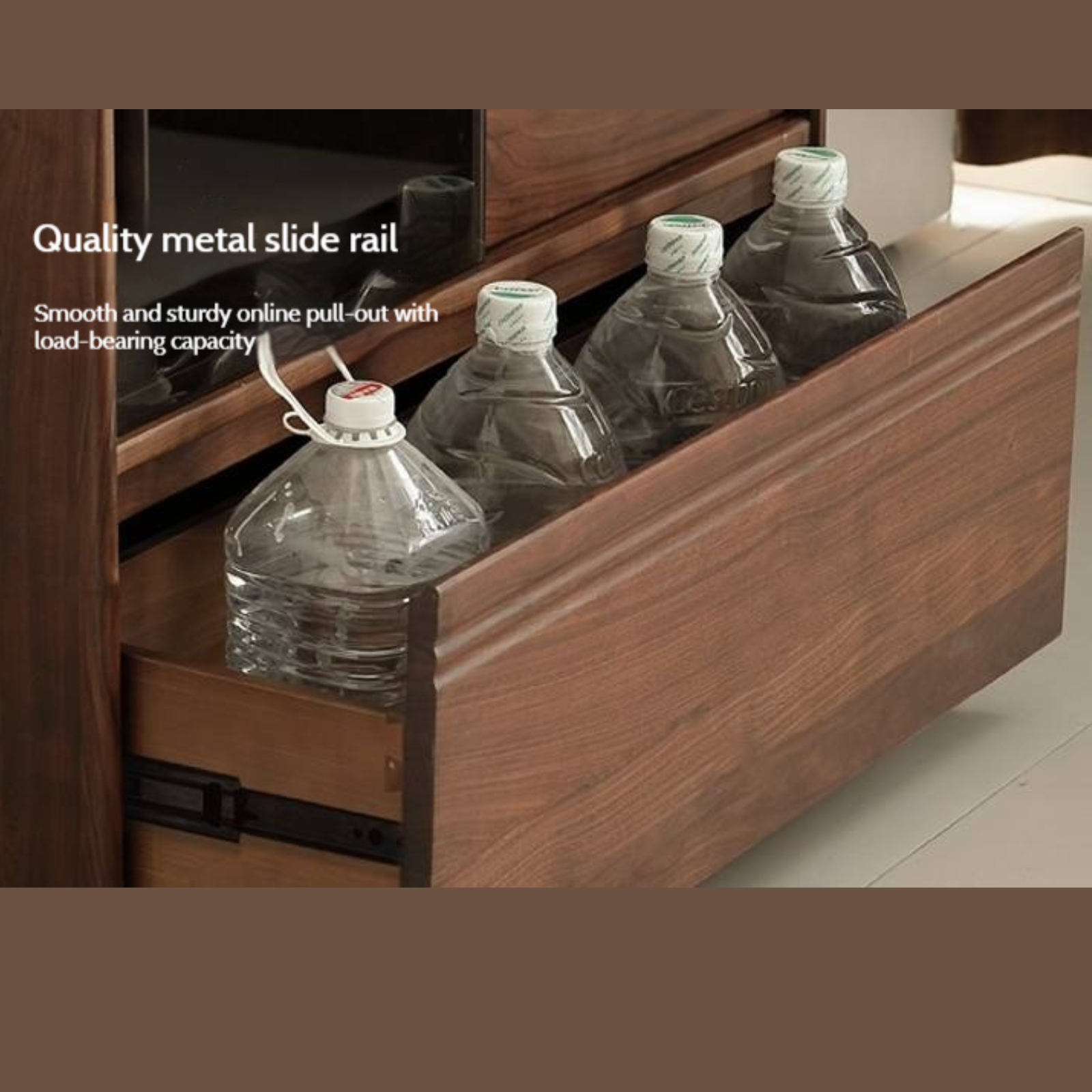 Black Walnut Solid Wood Modern Side Cabinet.