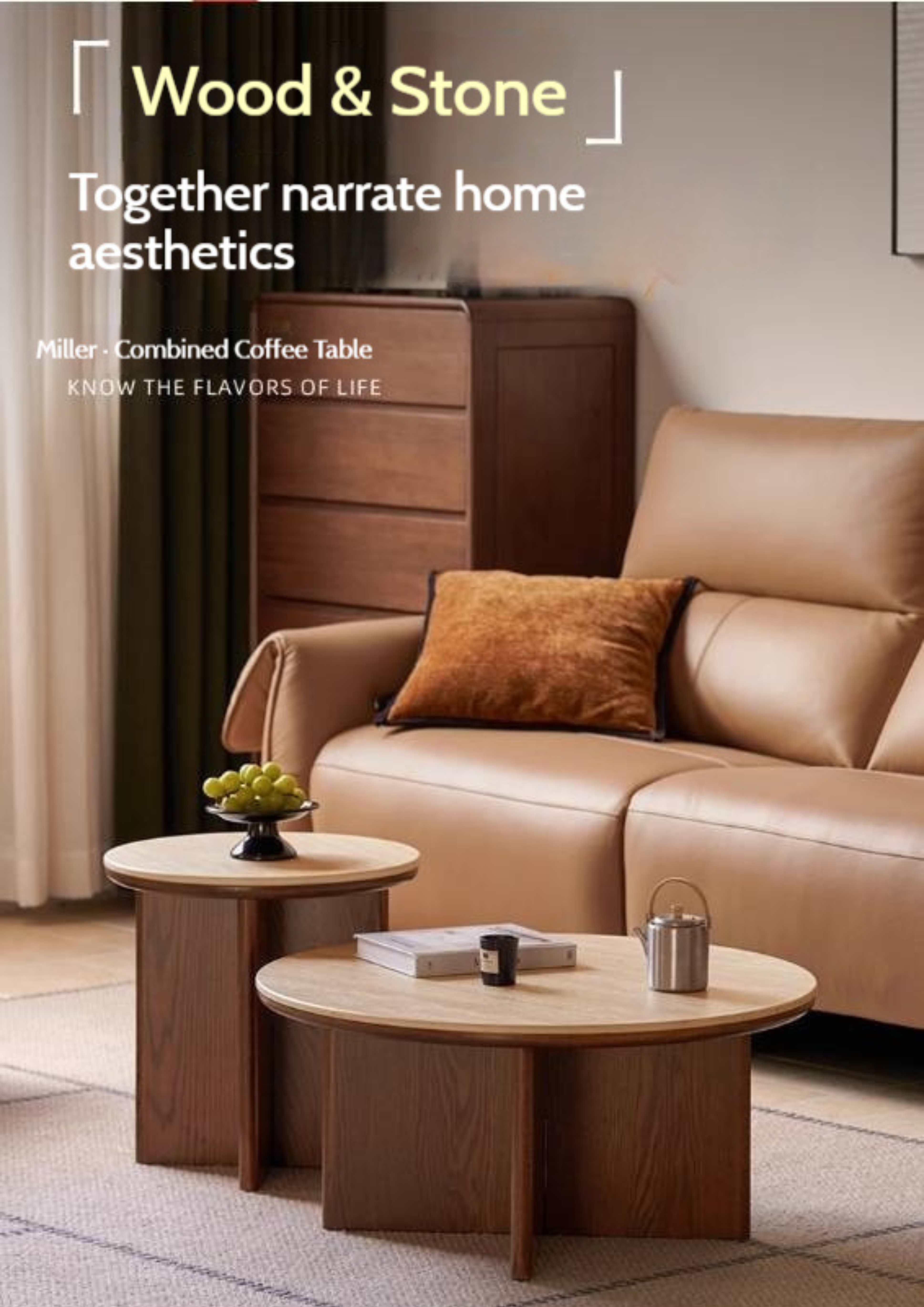 Oak Solid Wood Italian Light Luxury Style Slab Round Table