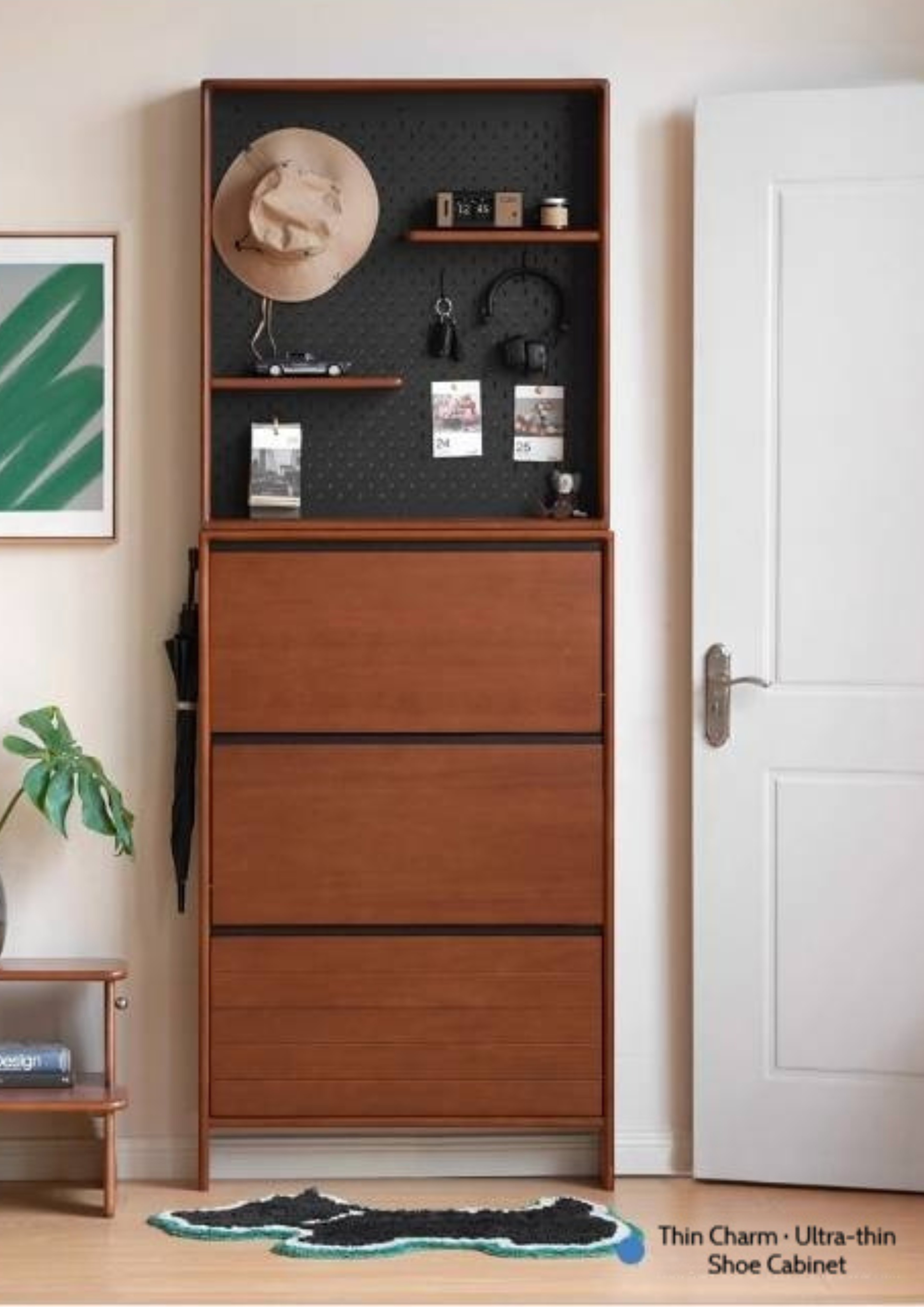 Poplar Solid Wood Ultra-Thin Shoe Cabinet