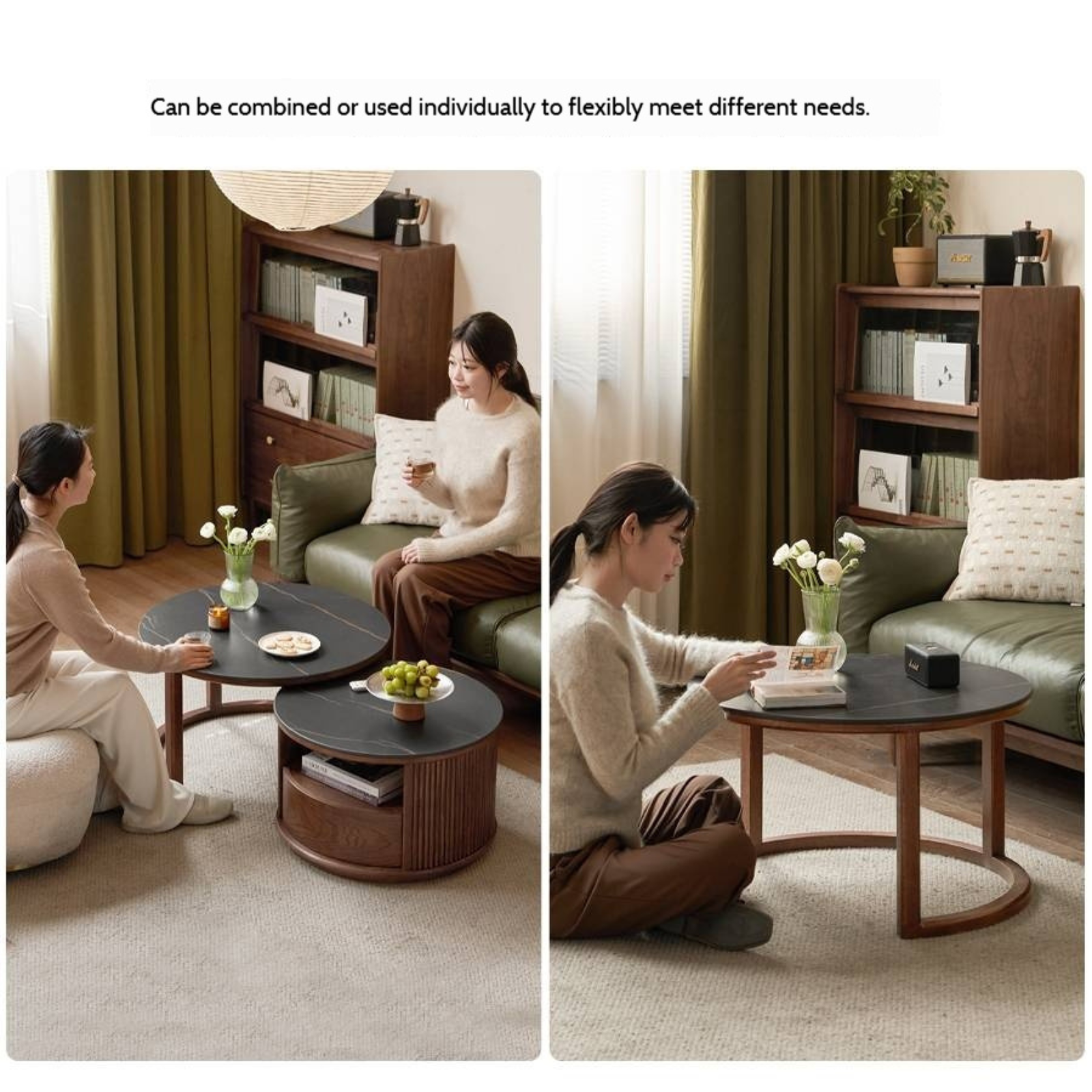 Oak Solid Wood Italian Light Luxury Rock Plate Coffee Table