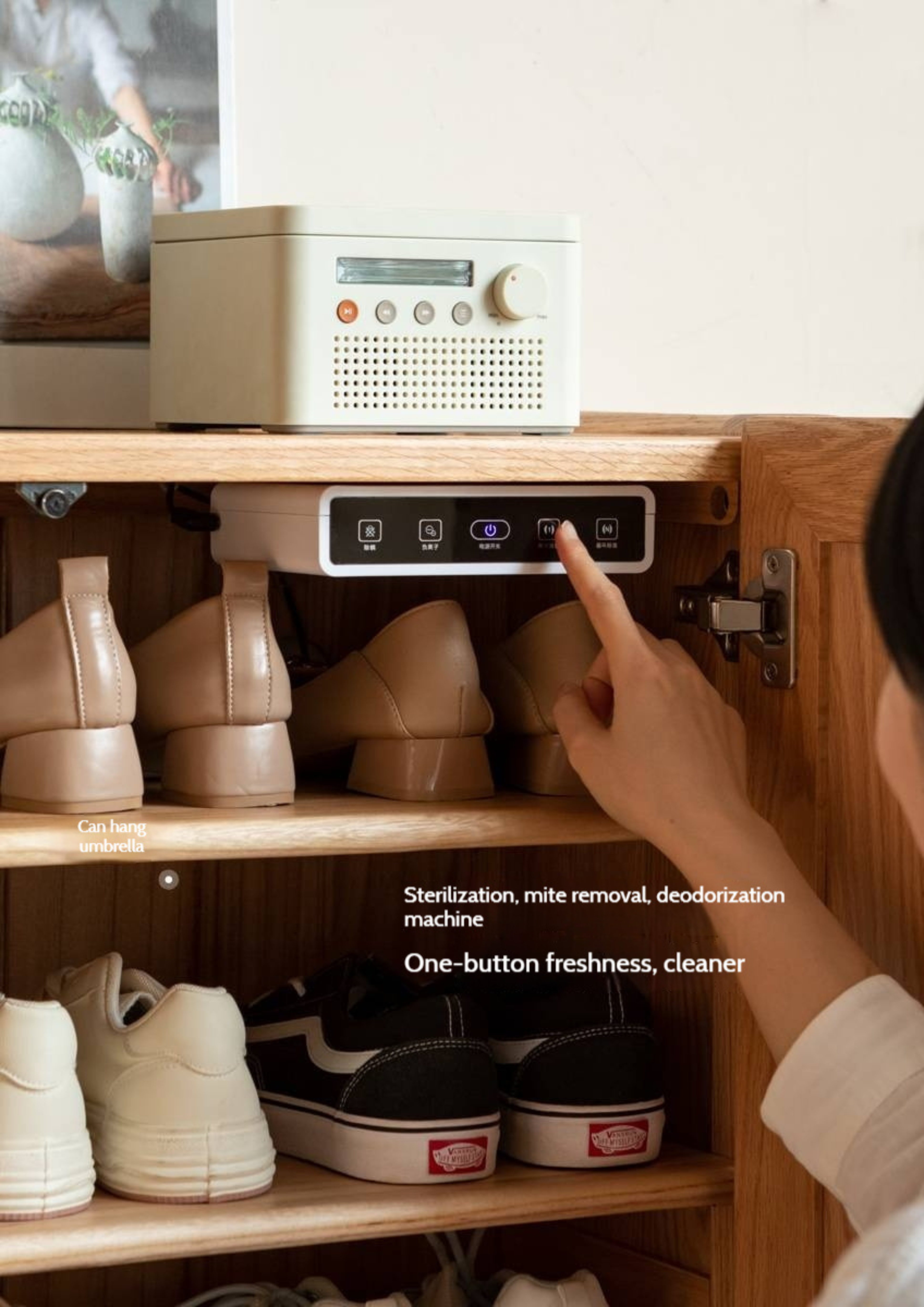 Oak, Solid Rubber Wood Shoe Cabinet