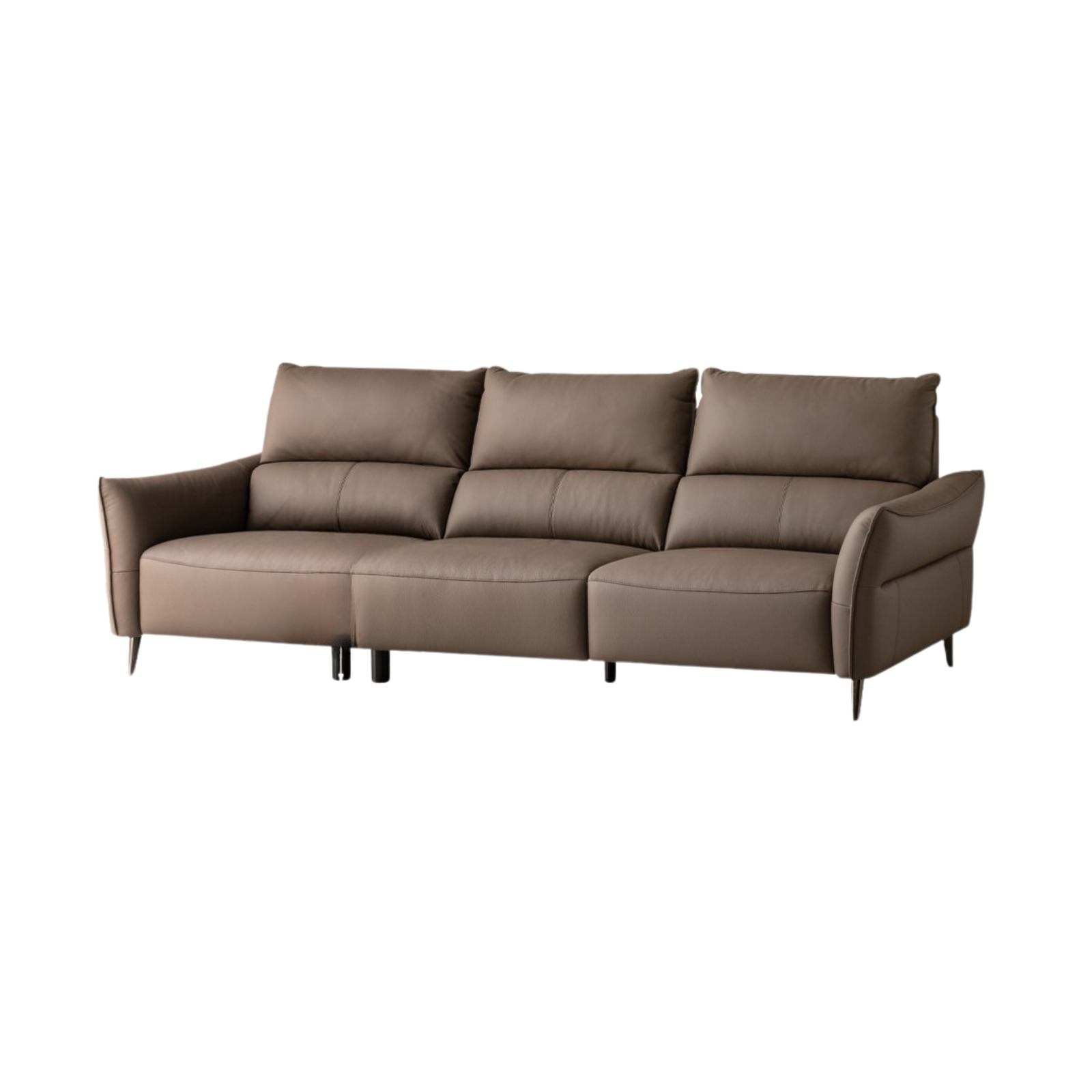 Genuine Top Grain Leather Modern Sofa, Clean Line Contemporary Design