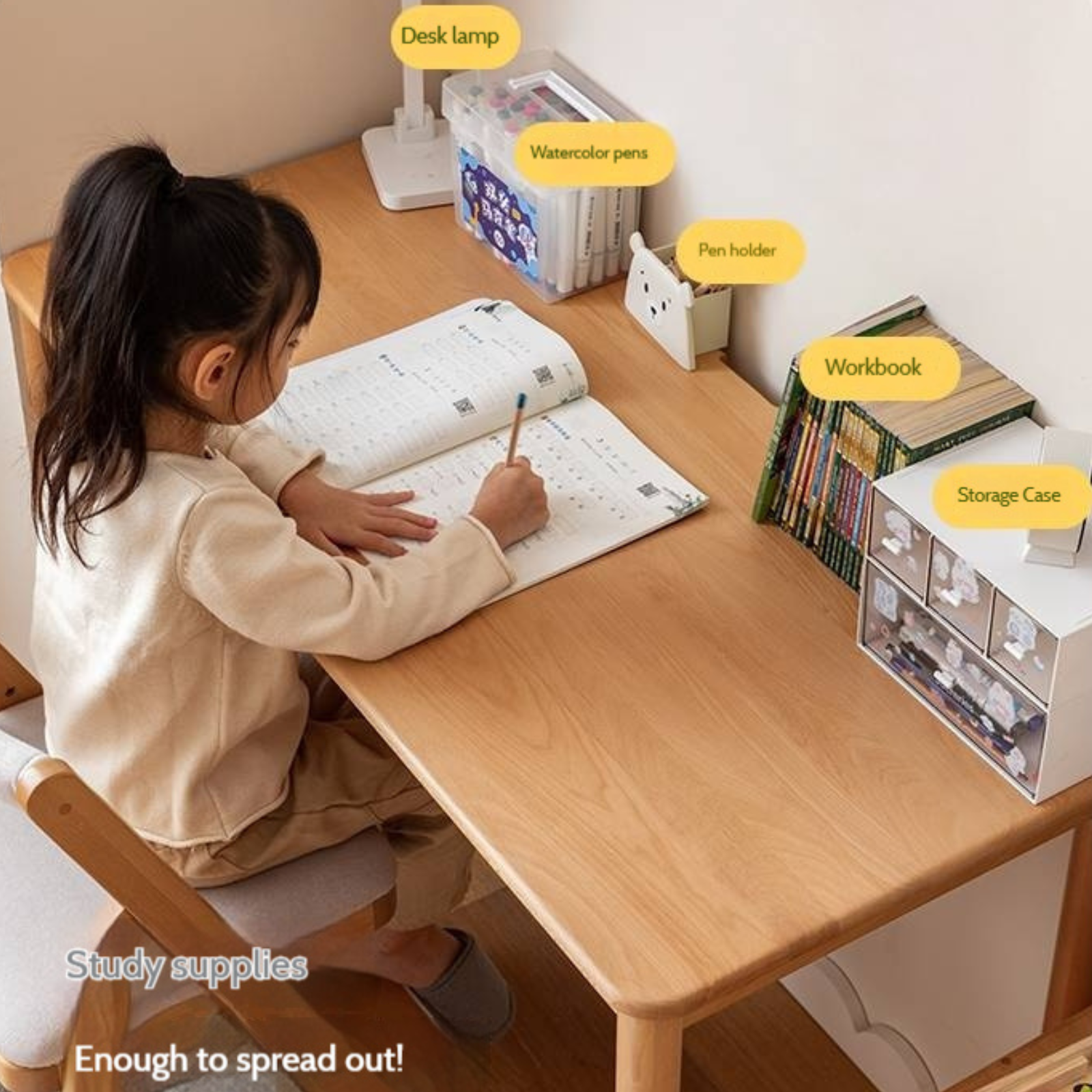 Beech Solid Wood Kids Study Table