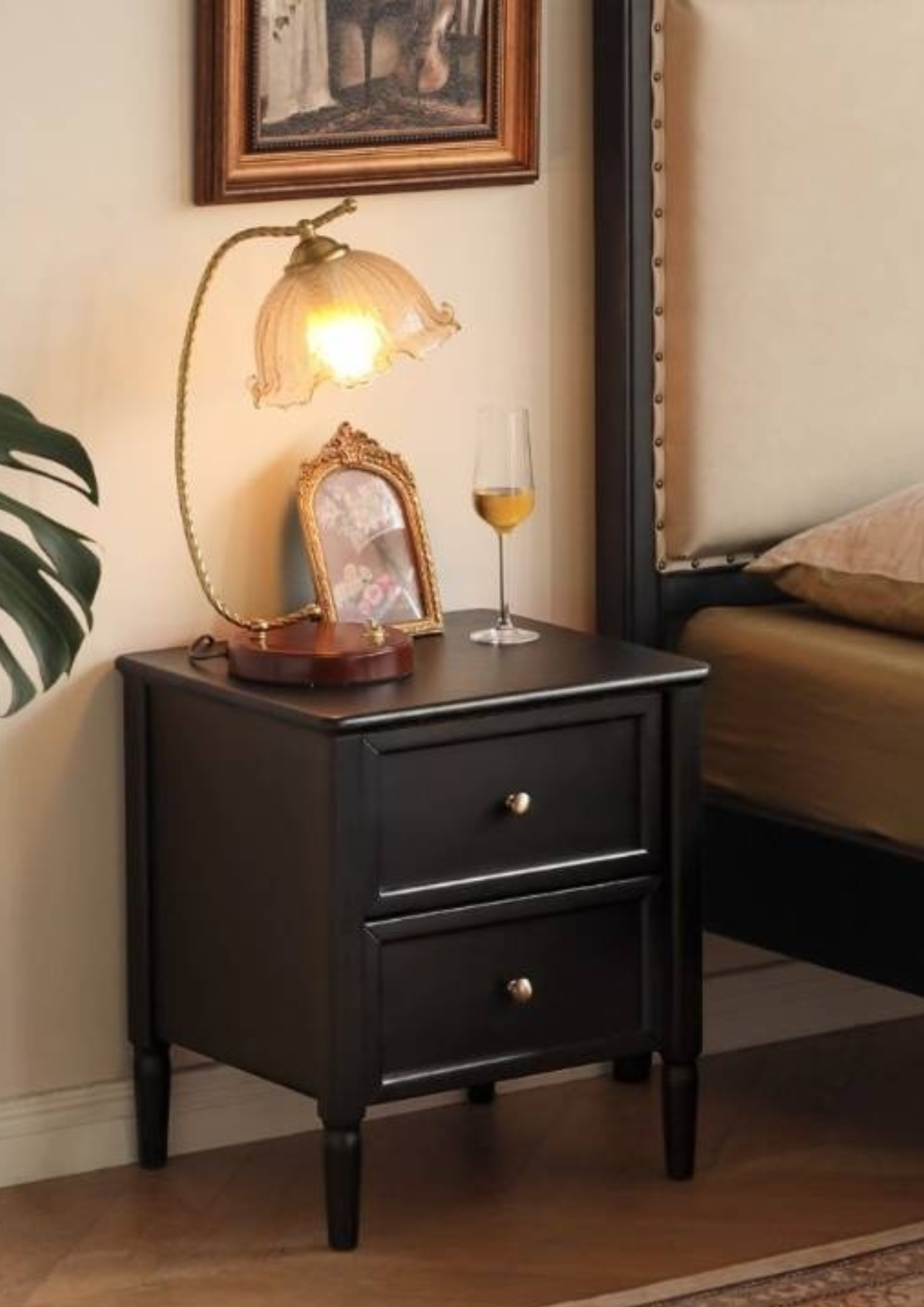 Solid Rubberwood Retro Style, American Style Nightstand