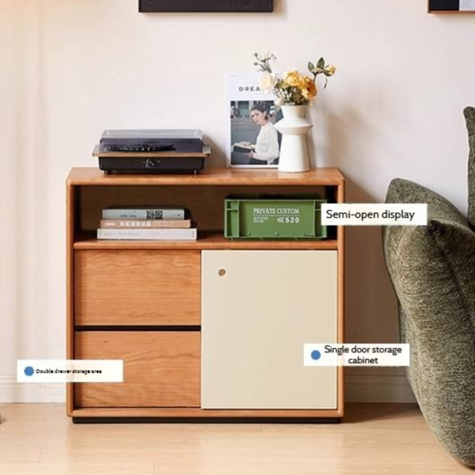 Cherry Solid Wood Vintage Style Office Desk