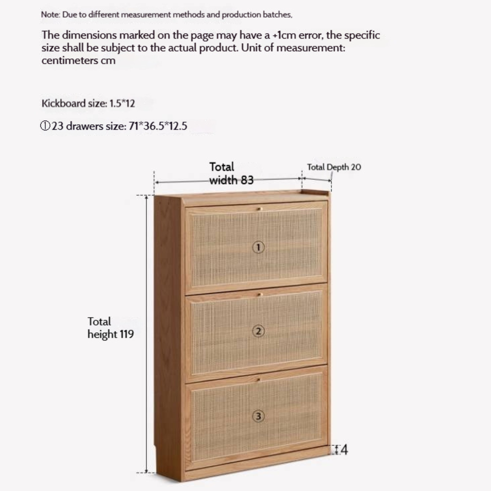 Oak Solid Wood Ultra-Thin Flap Door Rattan Shoe Cabinet