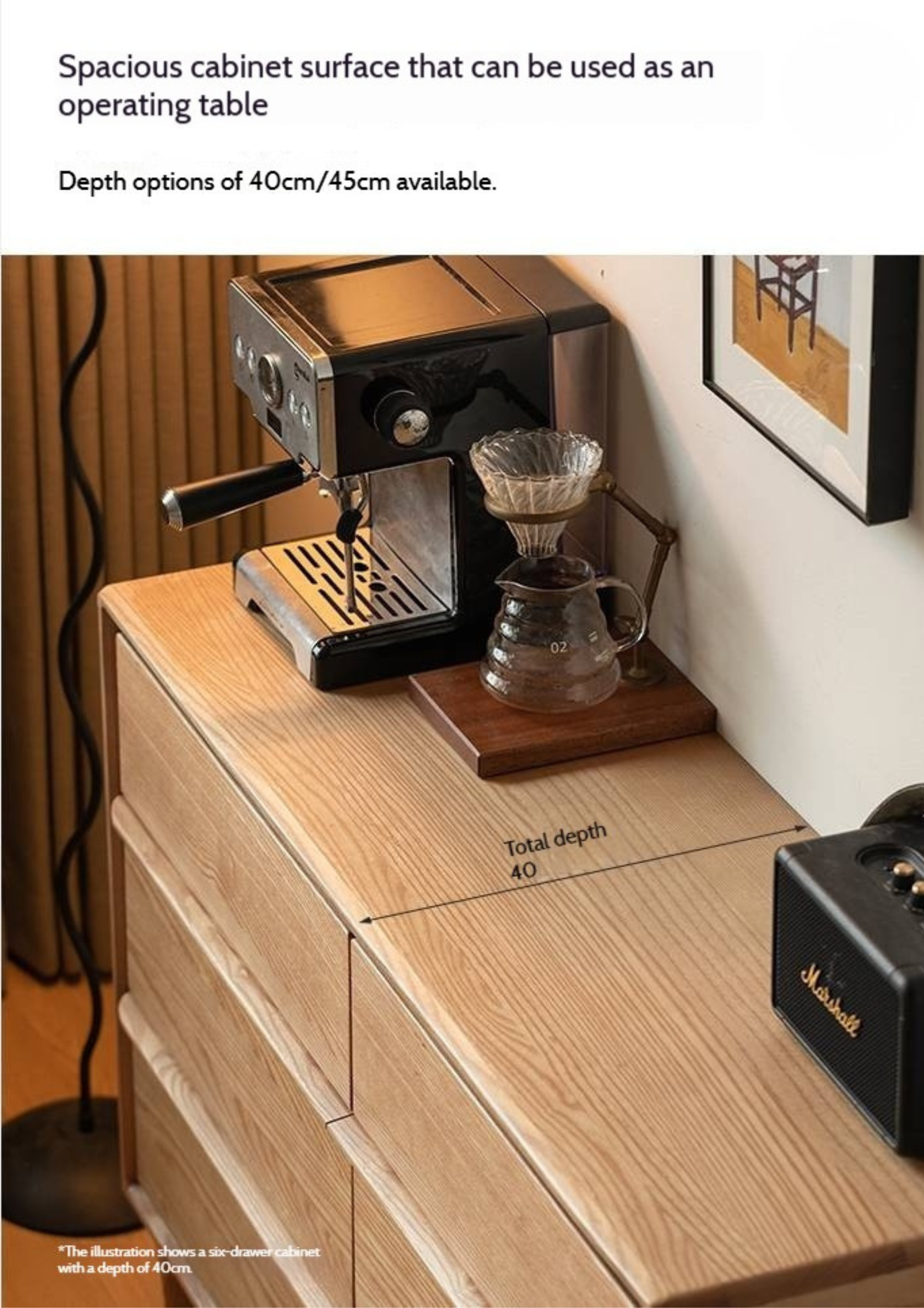 Ash Solid Wood Storage Drawer Cabinet