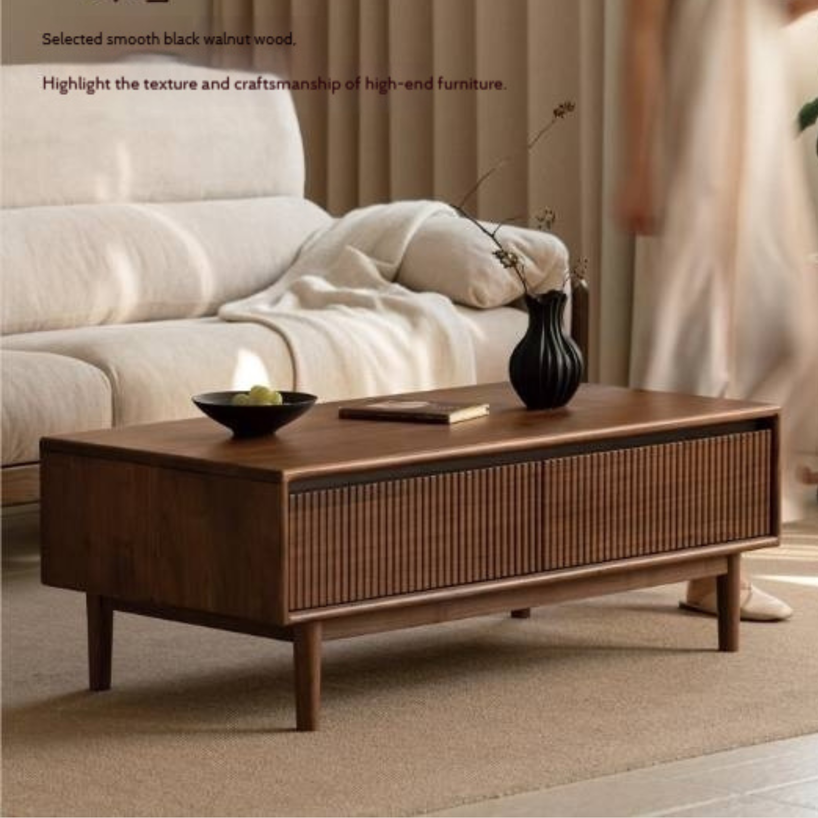 Black Walnut Solid Wood Italian Light Luxury Coffee Table