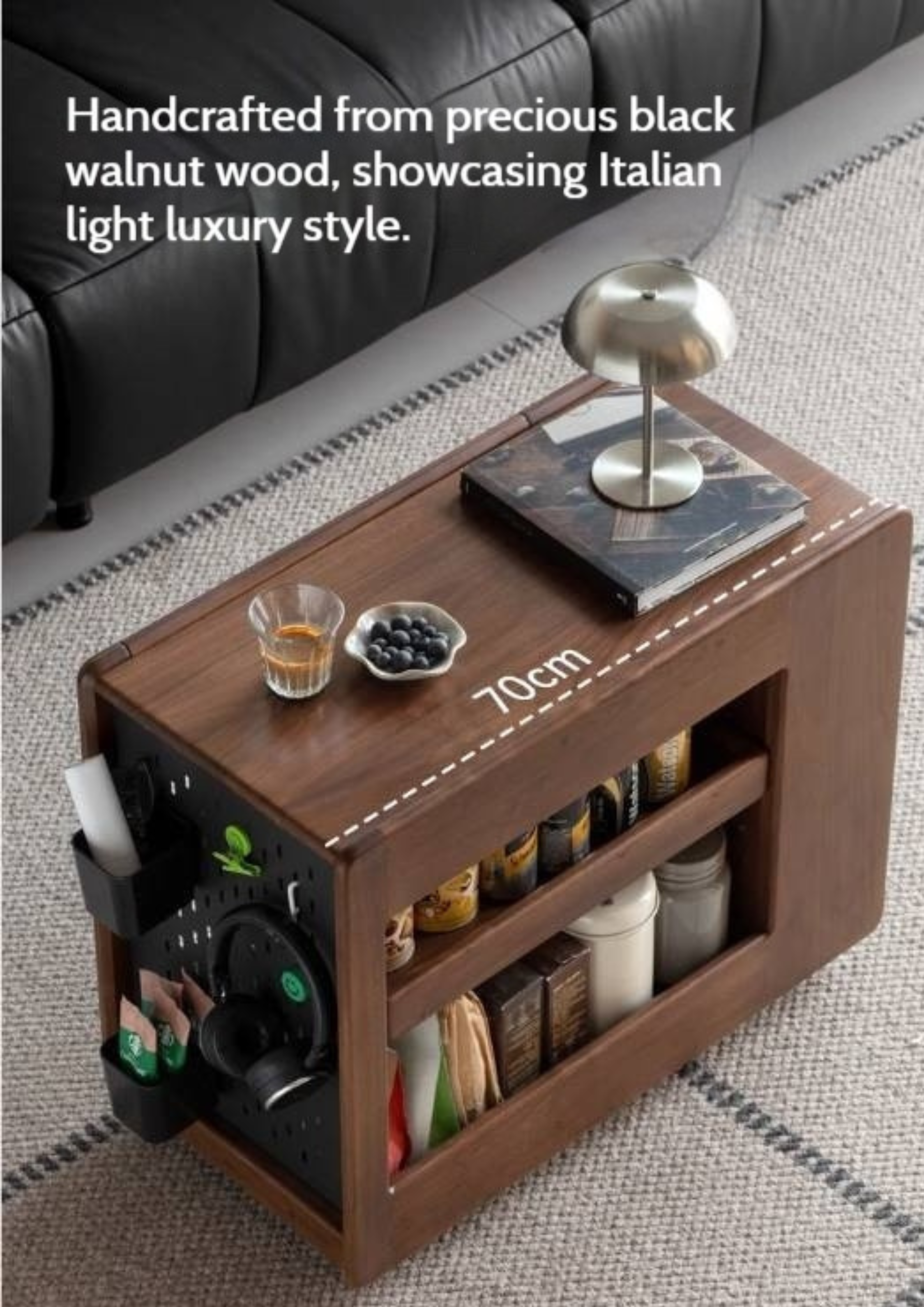 Black Walnut, Oak Solid Wood Luxury Corner Side Table