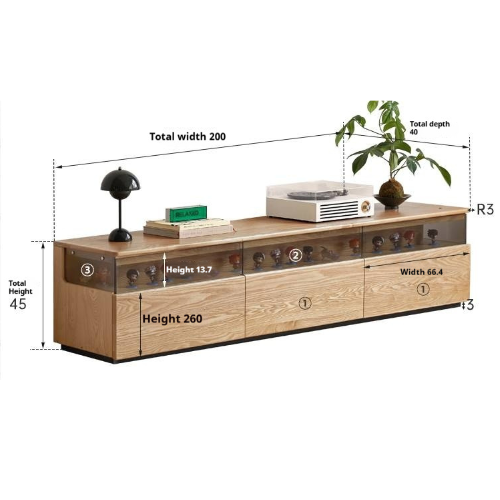 Ash Solid Wood Modern TV Cabinet